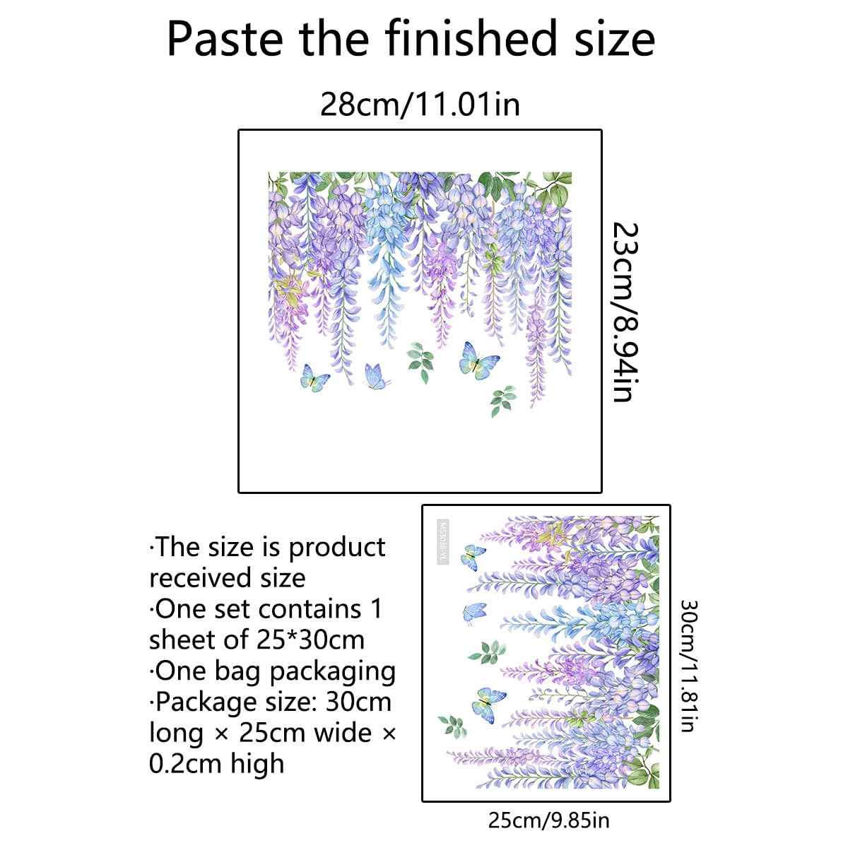Butterfly Purple Flowers Toilet Cover Sticker Decals - Waterproof Self-Adhesive Bathroom Decor for Toilet Lid, Tank & Wall - Floral Butterfly Rose Leaf Design - Perfect for Home, Apartment & RV Bathroom Makeover