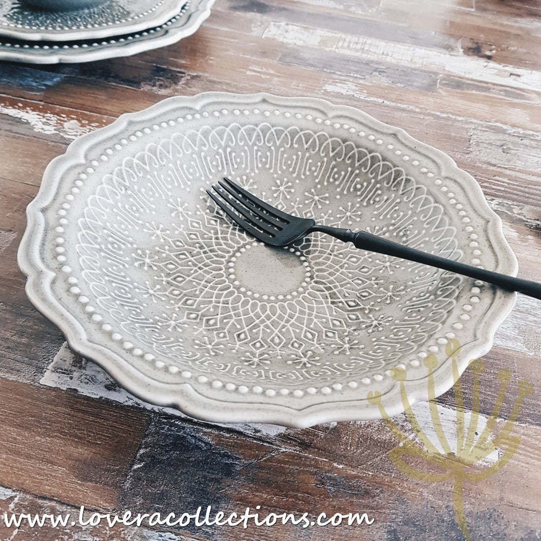 French Lace Dinnerware Set - Elegant Porcelain Plates & Bowls for Formal Dining, Wedding Reception & Holiday Table Setting (50% Off Limited Time Sale)