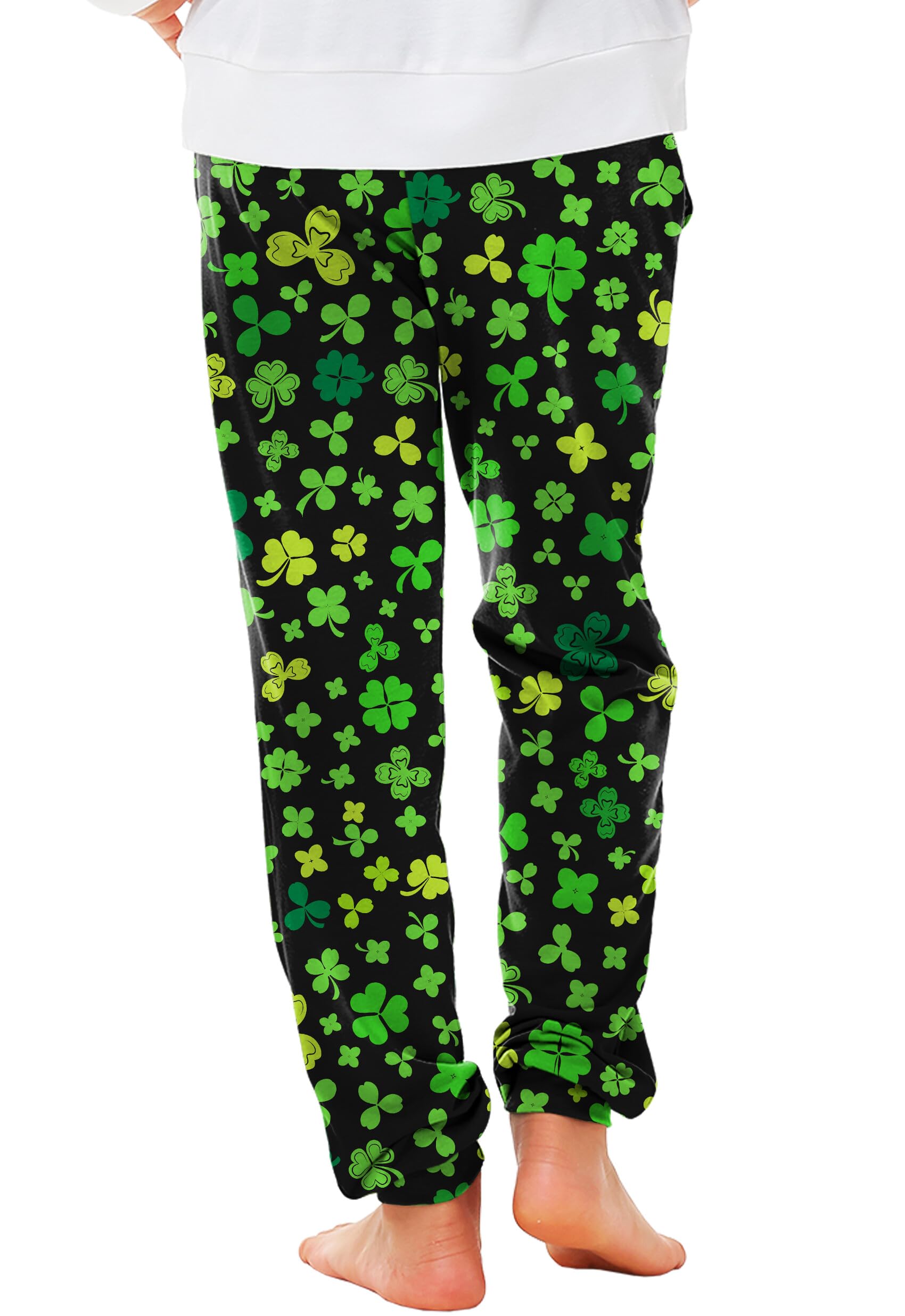 Deerose St. Patrick's Day Green Sweatpants for Kids - Elastic Waistband with Drawstring & Pockets (Ages 5-14) - Perfect for School, Parties & Holiday Celebrations