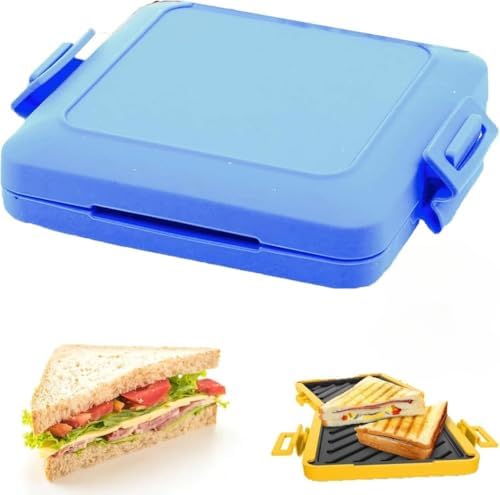Microwave Toast Sandwich Maker - Adjustable Silicone Bands, No Electricity Required, Cordless (Blue) | Perfect for Quick Breakfast, Office Snacks & Dorm Room Cooking