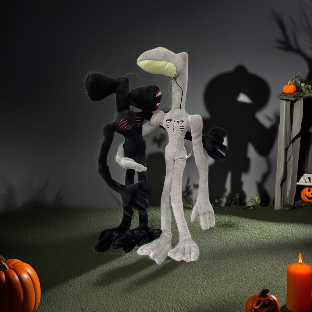 2 Pack Siren Head Plush Toy with Bendable Steel Wire Limbs - Glow in The Dark Night Light, Movable Halloween Christmas Birthday Party Decor - Perfect for Bedroom, Gaming Room & Horror Theme Collections (Black)