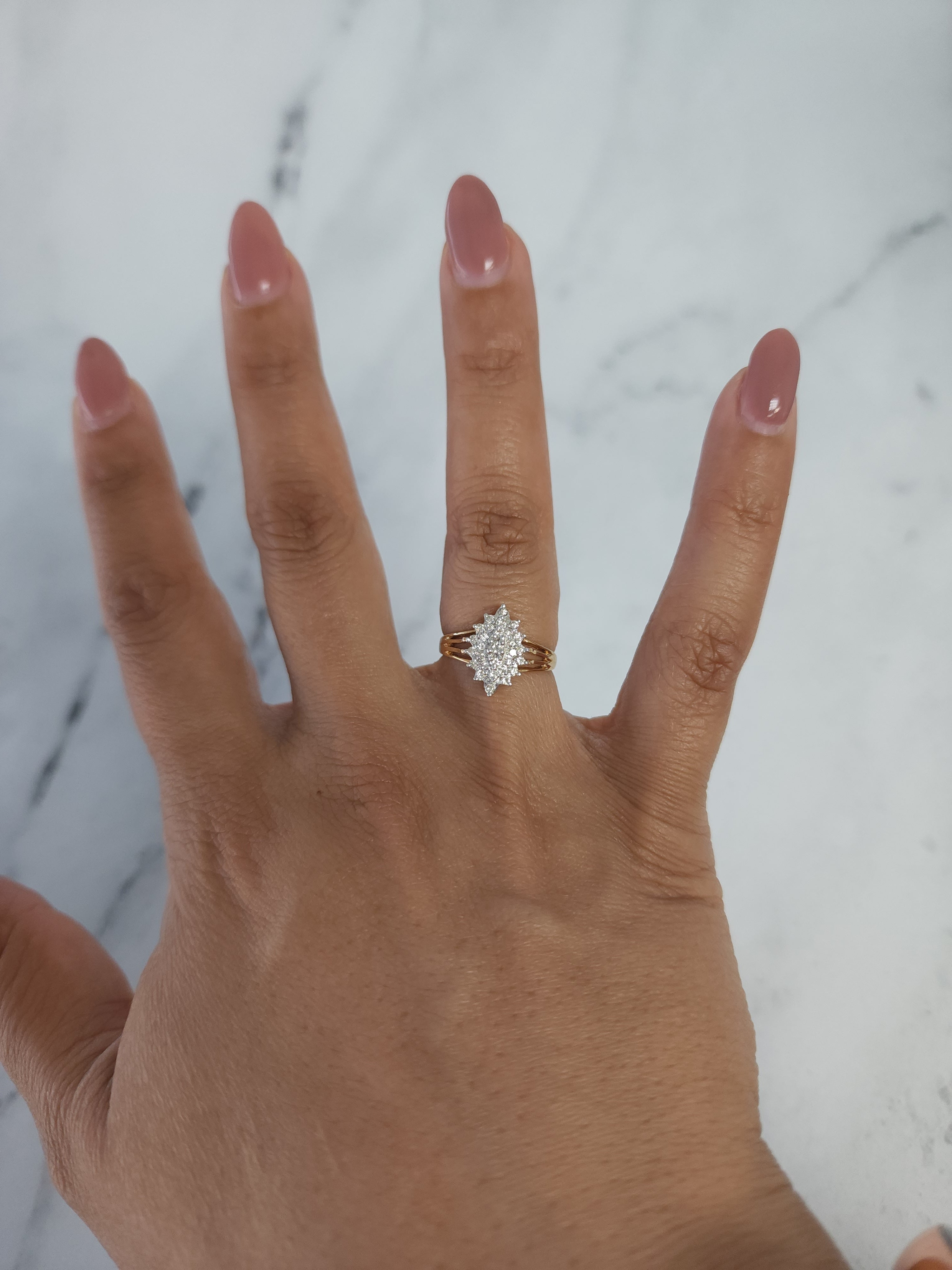 0.25cttw Diamond Cluster Ring in 14K Yellow Gold - Elegant Jewelry for Women, Perfect for Weddings, Anniversaries & Special Occasions