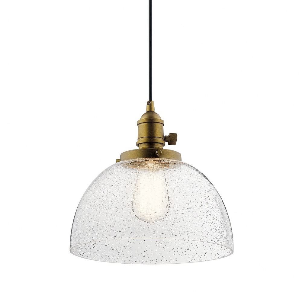 Kichler 43853NBR Avery 1-Light Pendant in Natural Brass - 100W Modern Ceiling Light Fixture for Dining Room, Kitchen Island & Entryway Lighting