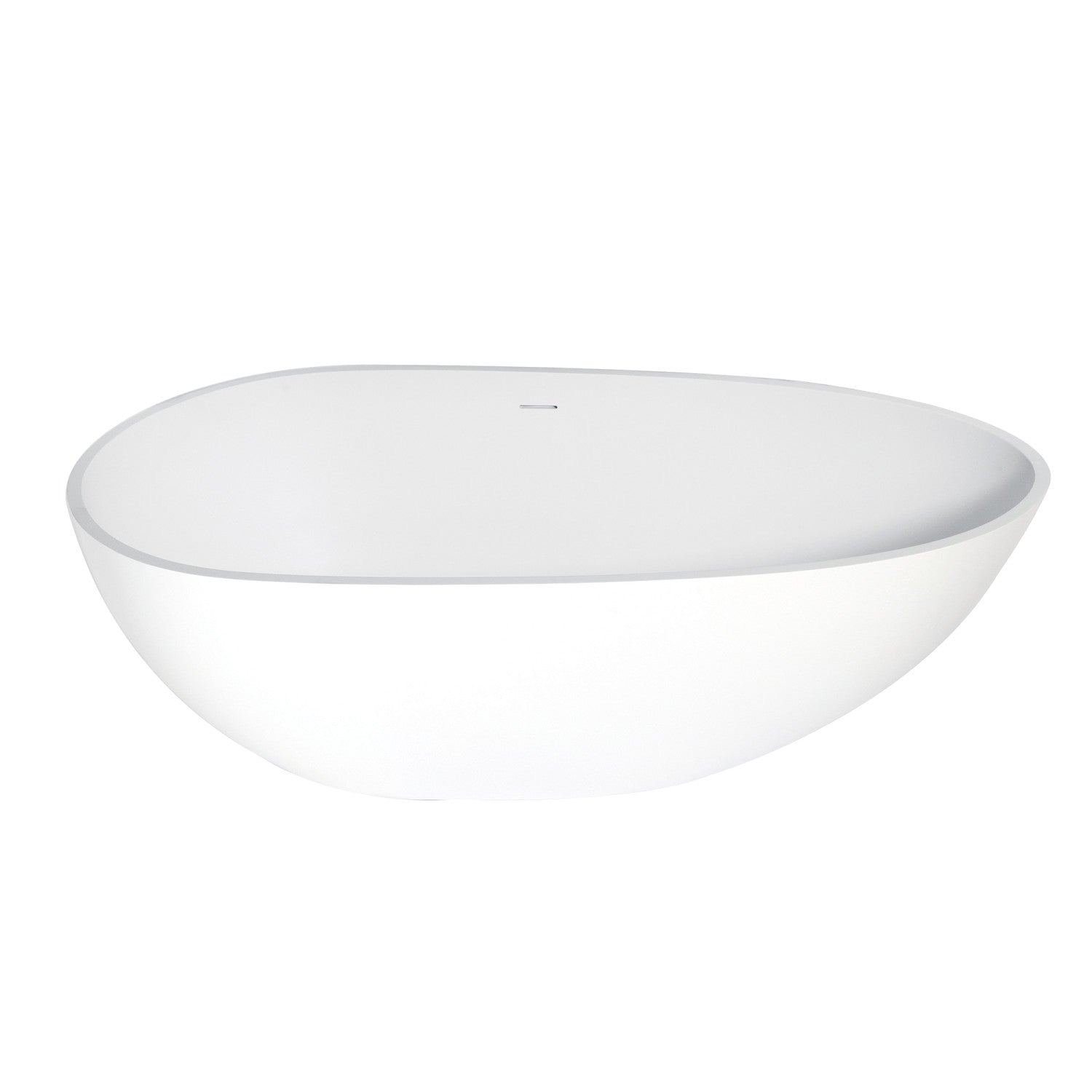 Arcticstone 67 Inch Freestanding Bathtub - Matte White Egg-Shaped Solid Surface Tub with Drain | Double Ended Soaking Tub for Luxury Bathroom & Spa Relaxation