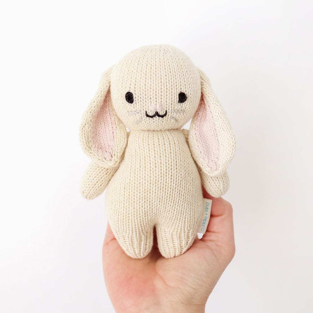 Cuddle+Kind Organic Cotton Hand-Knit Baby Bunny Plush Toy - Soft & Safe for Newborns, Infants & Toddlers - Perfect Nursery Gift, Baby Shower Present & Cuddly Companion for Playtime & Bedtime