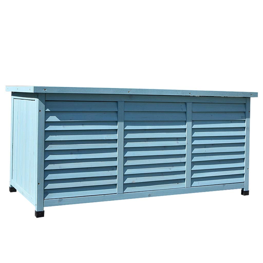 Premium Solid Wood Outdoor Storage Cabinet - Waterproof Garden Tools Organizer, Shoe Bench & Courtyard Shed (132×66×60.5cm, Blue) - Perfect for Patio, Backyard & Garage Organization