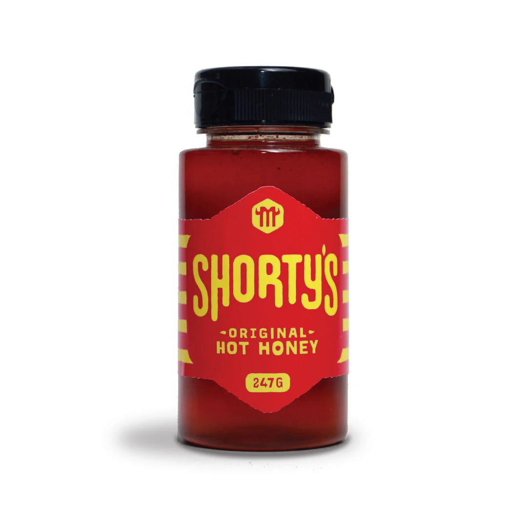 Shorty's Hot Honey - Spicy Sweet Honey Sauce for Wings, Pizza, BBQ & Cocktails - Perfect for Glazing, Dipping & Mixing