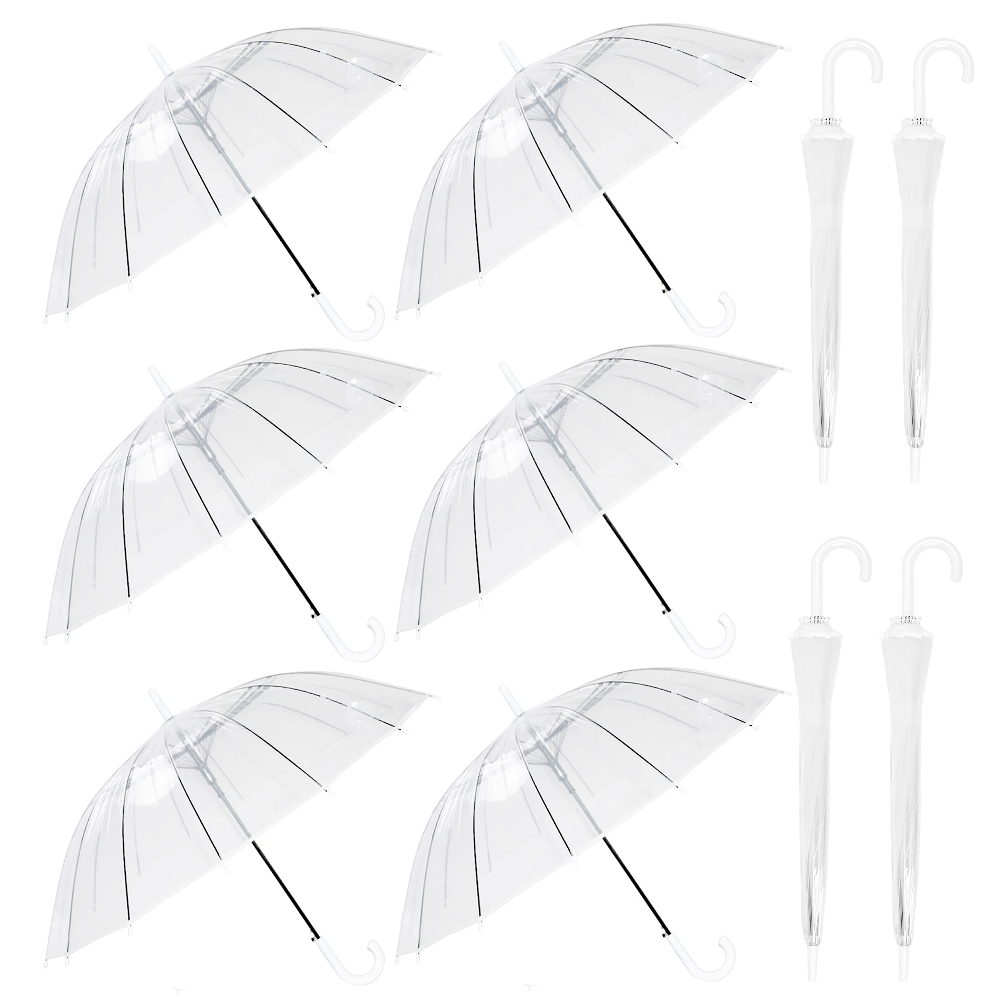10 Pack Clear Wedding Umbrellas - Waterproof Bubble Dome Canopy for Outdoor Events, Rain Protection for Bridal Party, Garden Ceremonies & Photo Shoots