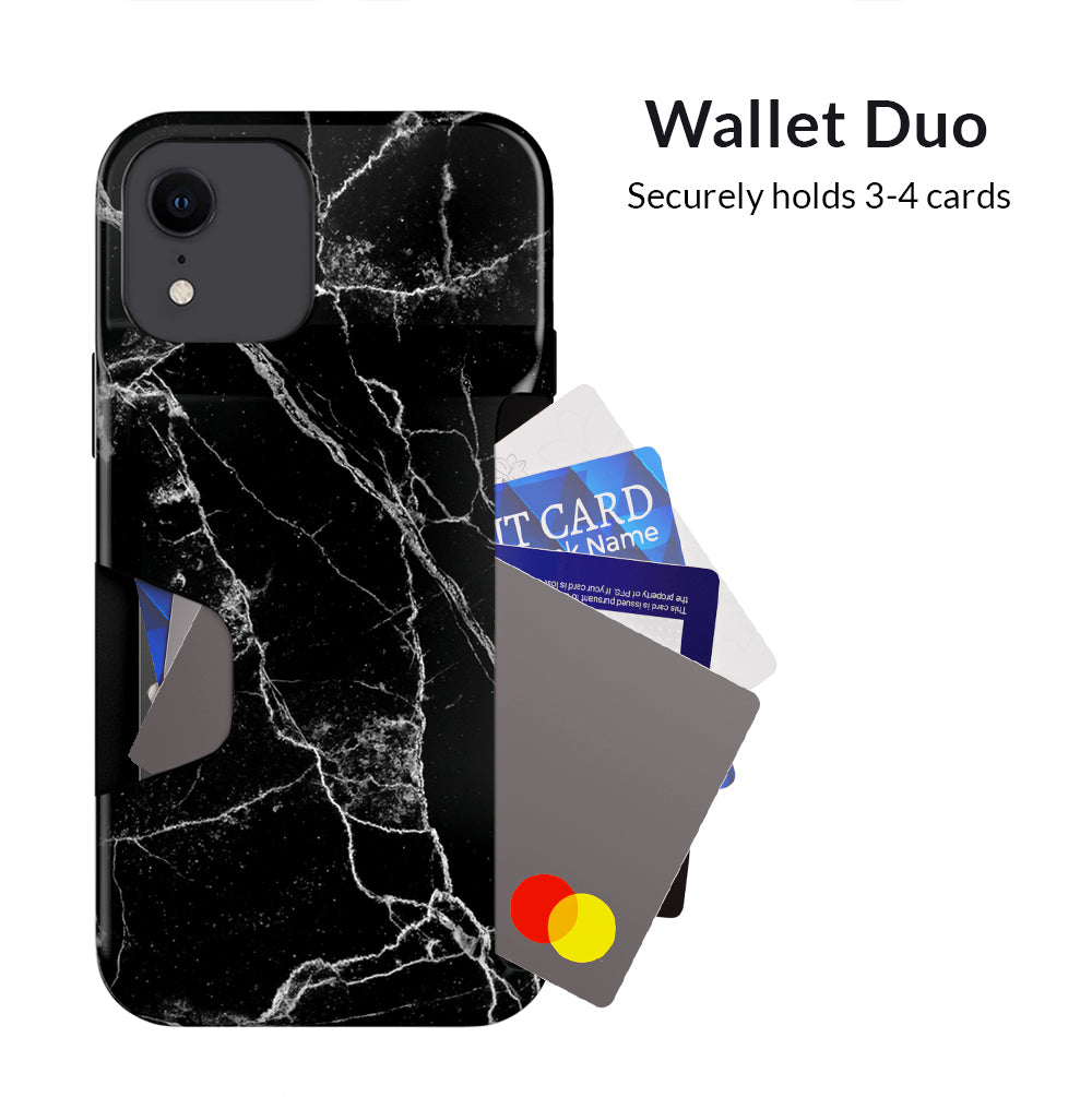 Black Marble iPhone Wallet Case - Slim Protective Cover with Card Holder for iPhone 13/14/15 Pro Max - Perfect for Travel, Shopping & Everyday Use