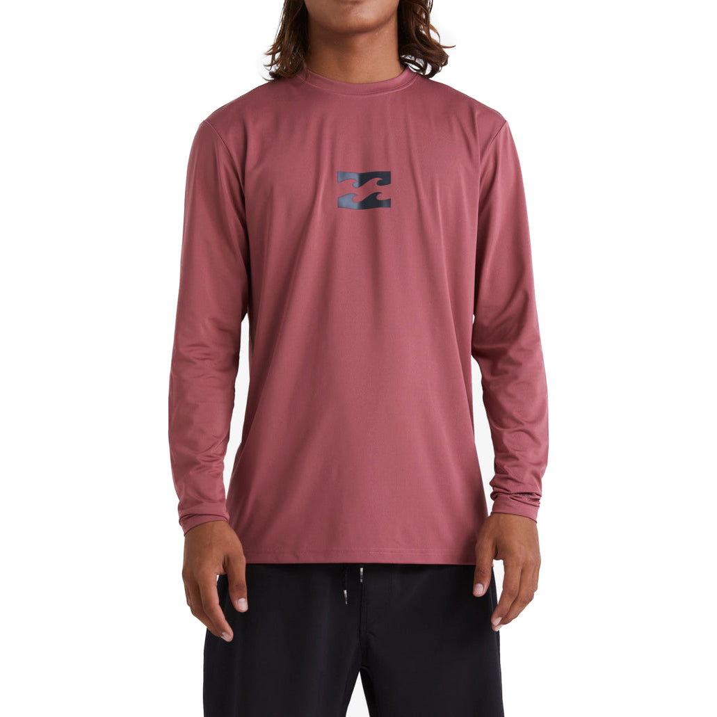 Billabong Men's Long Sleeve Rash Guard Surf Shirt - Loose Fit All Day Wave UPF 50+ Sun Protection for Surfing, Swimming & Outdoor Activities - Rose Dust Color