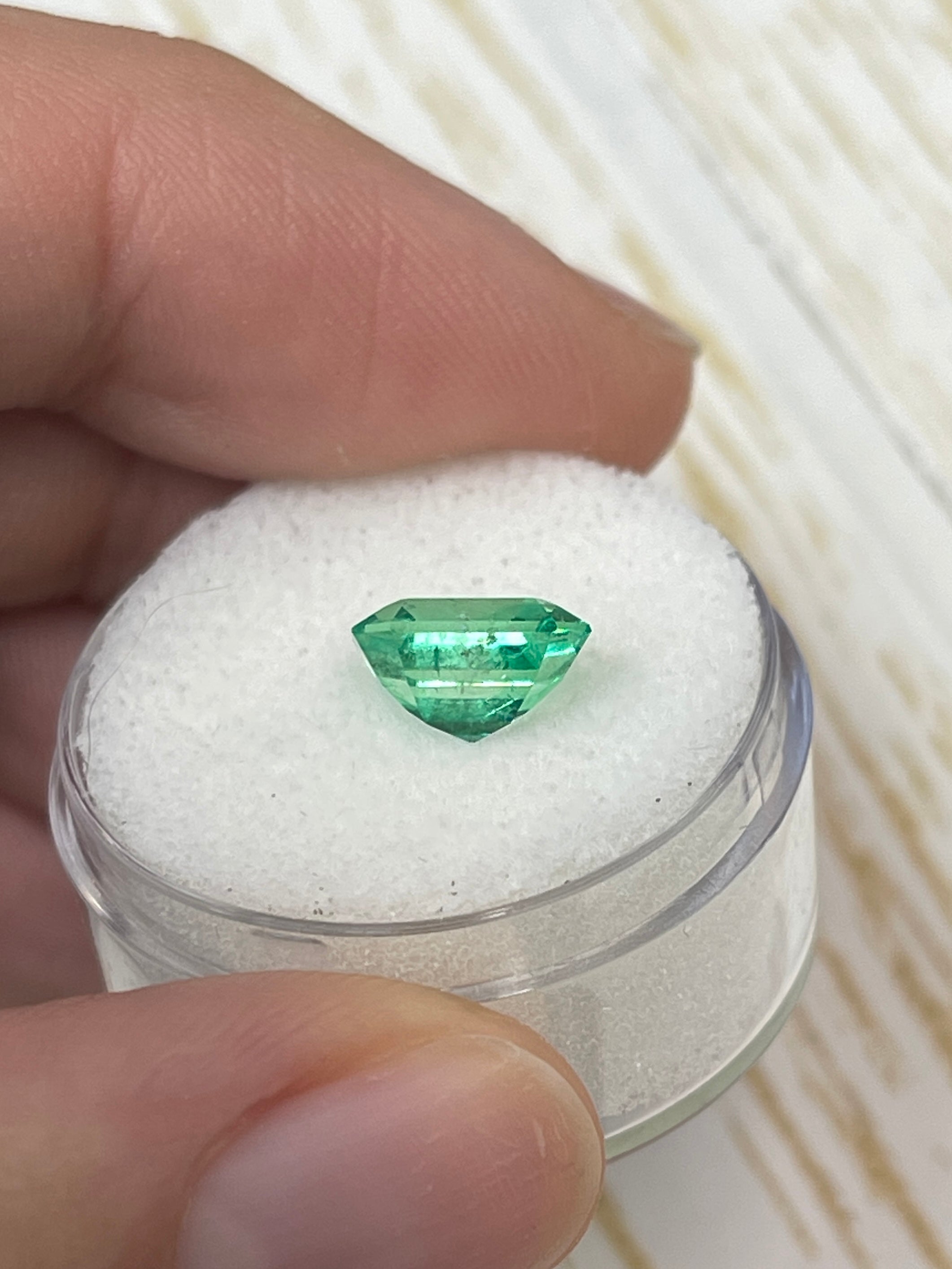 2.26 Carat 9x7mm Crystalline Yellowish Green Natural Loose Colombian Emerald - Emerald Cut Gemstone for Jewelry Making, Engagement Rings & Luxury Gifts
