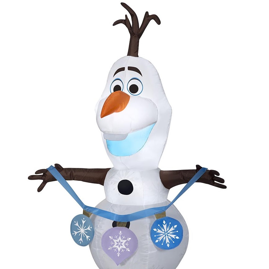 Disney Frozen 2 Olaf Inflatable Christmas Decoration - 4ft Airblown Outdoor Yard Decor with Ornament String | Perfect for Holiday Parties, Front Lawn Display & Winter Festivities
