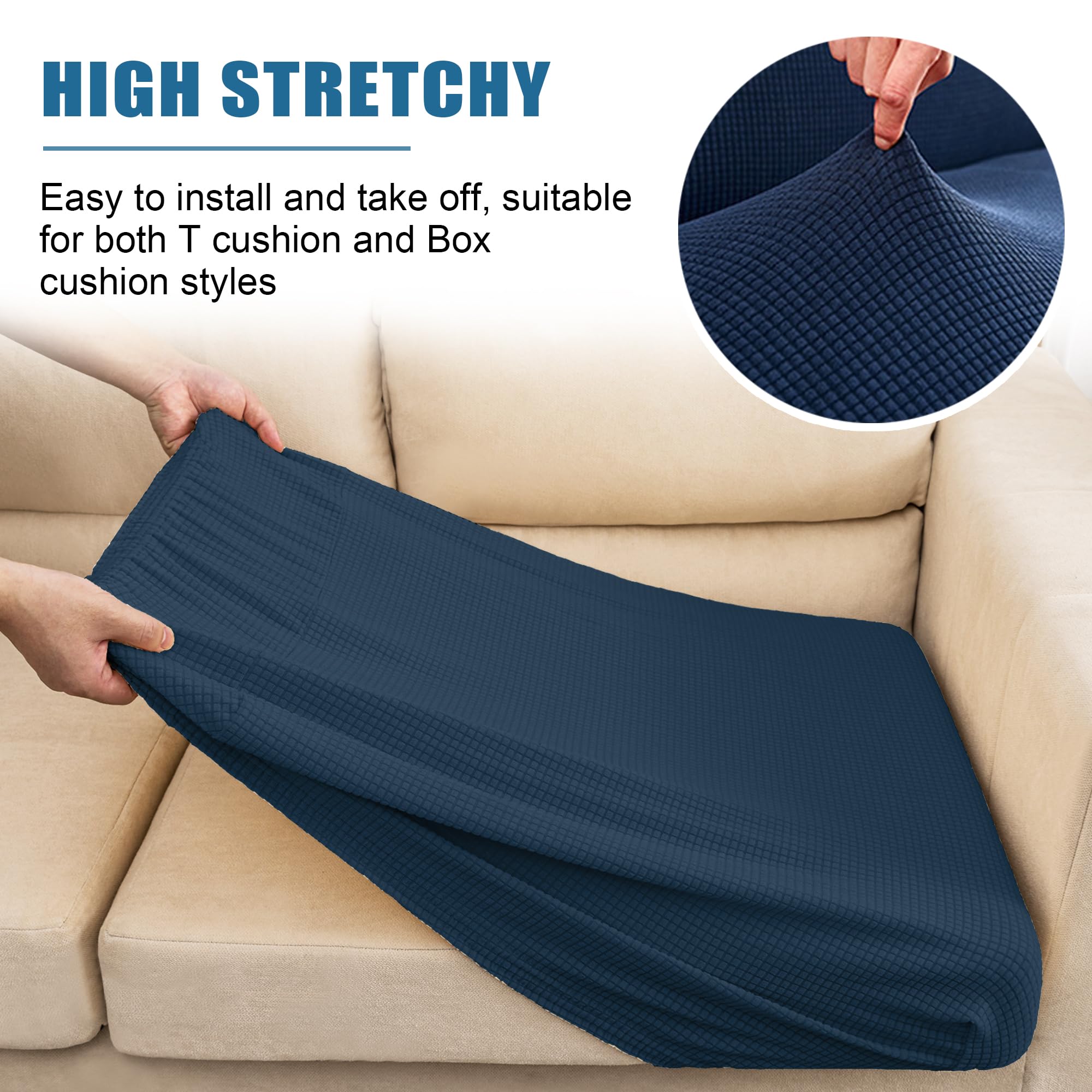 Waterproof Sofa Cushion Covers - Stretchable RV Seat Protectors, Washable Furniture Slipcovers for Campers & Boats (Navy Blue) - Perfect for Outdoor, Travel & Home Decor Protection