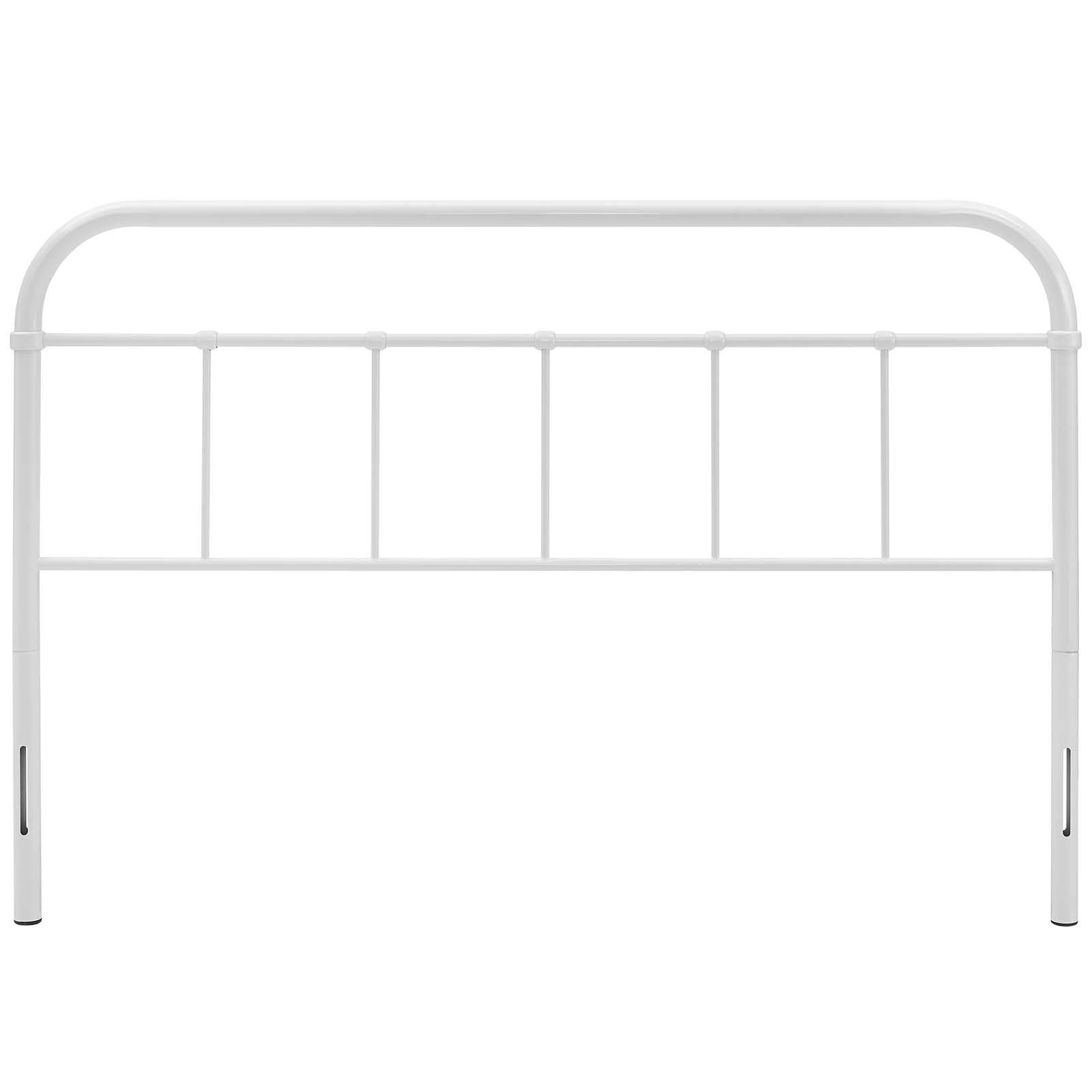 Modern Contemporary Urban Design Queen Size Bed Headboard - White Metal Steel Frame for Stylish Bedroom Decor | Perfect for Urban Apartments & Master Bedrooms