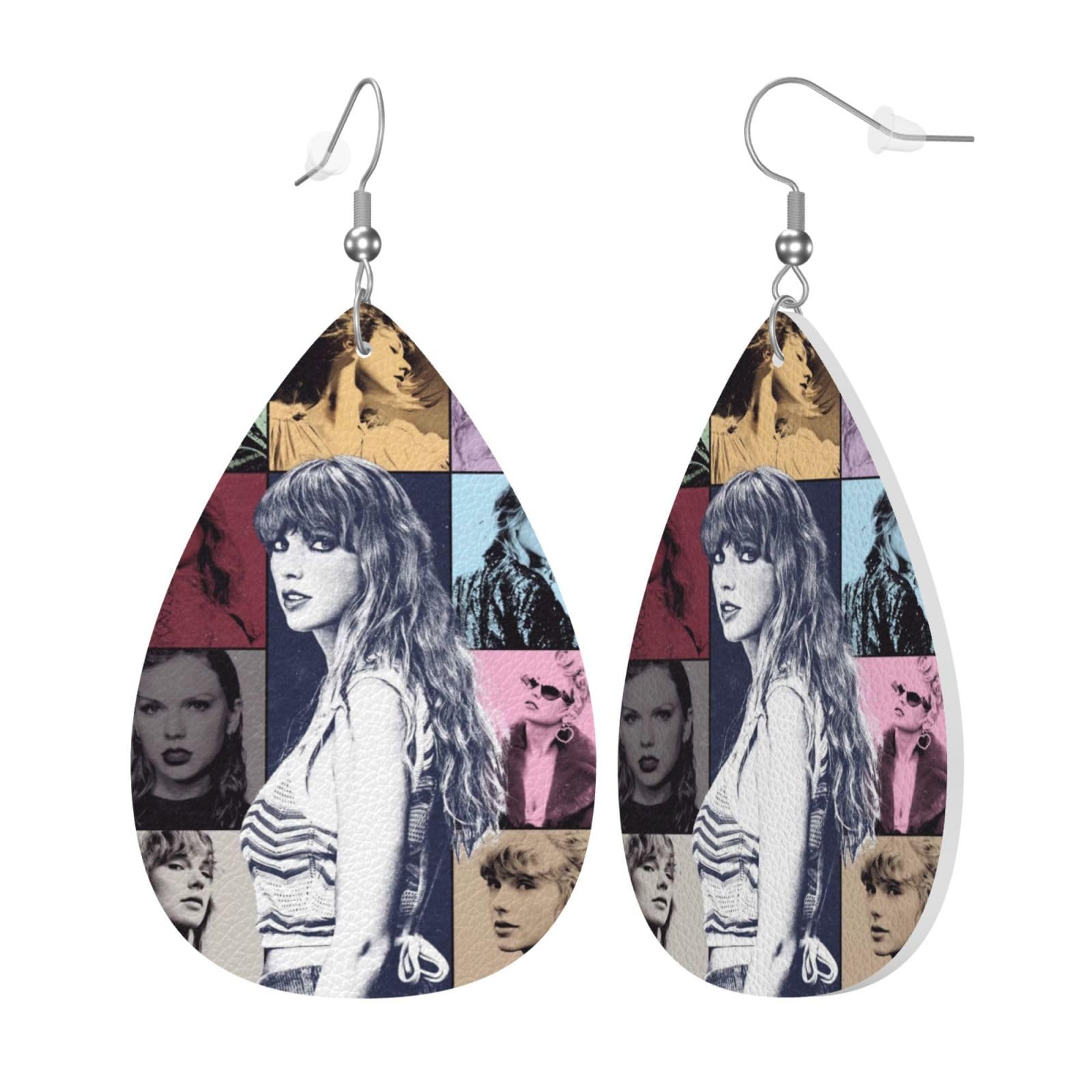 Faux Leather Dangle Earrings for Women - Double-Side Printed Star Shape Drop PU Earrings - Perfect Gift for Music Fans & Concert Goers - Great for Concerts, Parties & Everyday Wear