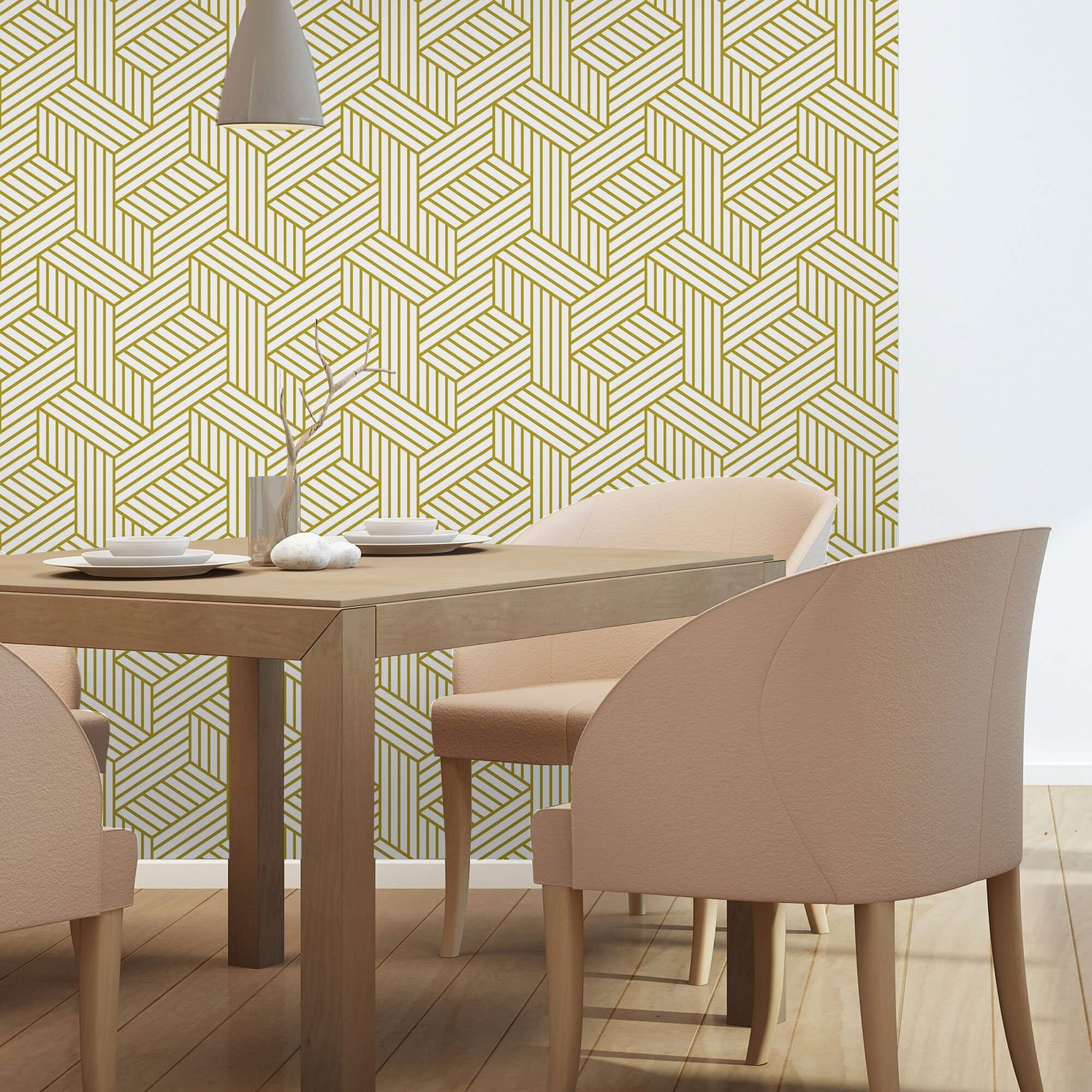 Beige and Cream Textured Geometric Peel and Stick Removable Wallpaper - Self-Adhesive Wall Decor for Living Room, Bedroom, Nursery & Office