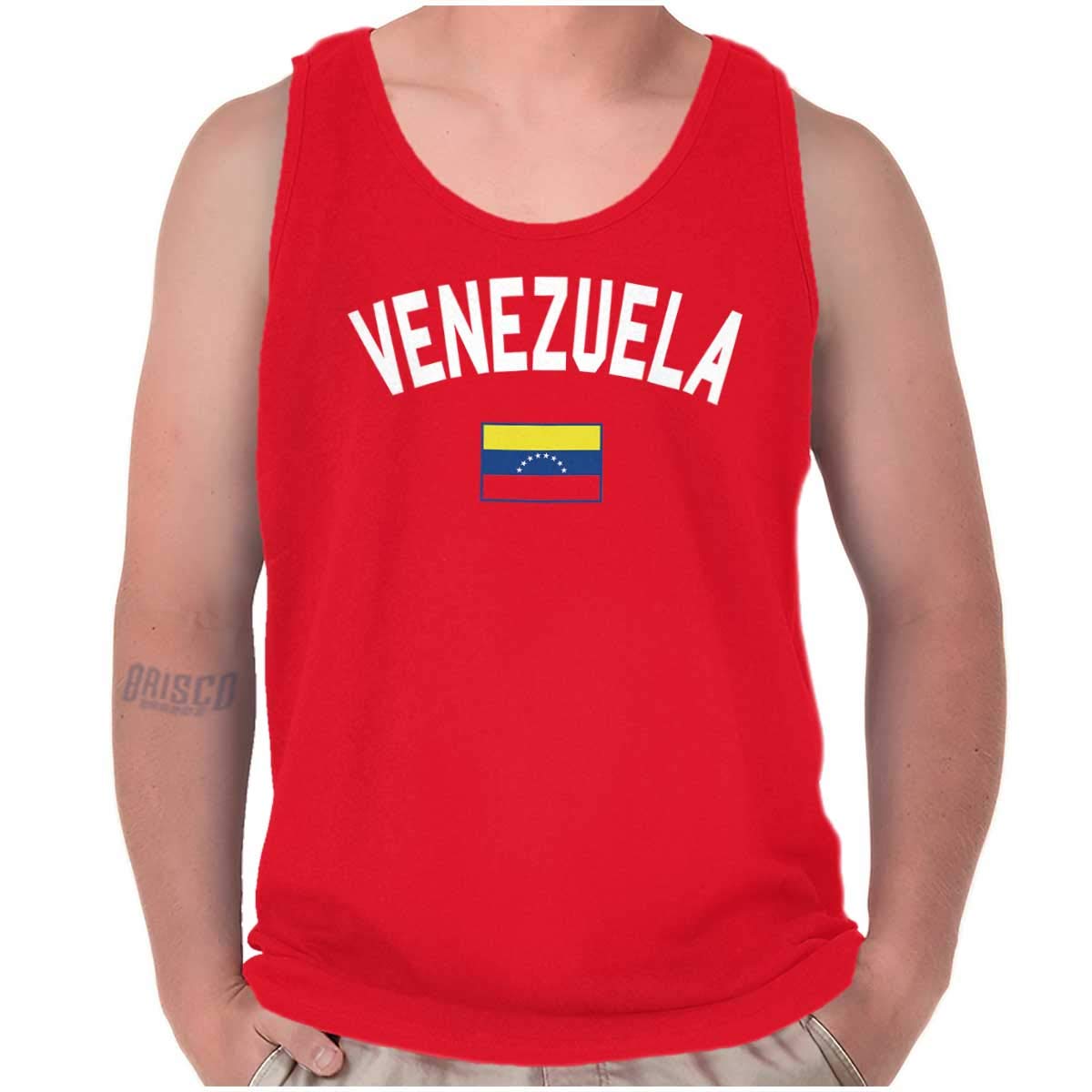 Brisco Brands Venezuela Flag Soccer Fan Tank Top T-Shirt for Men & Women - Perfect for World Cup, National Pride & Sports Events
