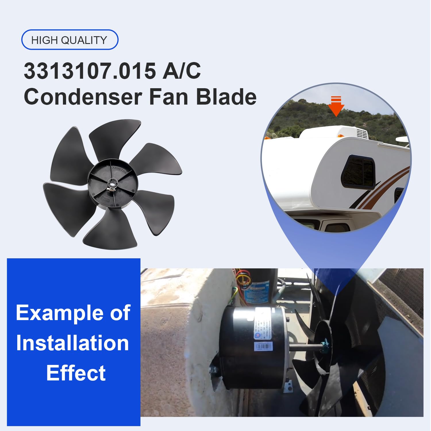 3313107.015 Replacement A/C Condenser Fan Blade - Compatible with Dometic Brisk Air & Duo-Therm RV Heat Pump & Air Conditioner Models 317937.000, 3107914.008 - Perfect for RV Cooling System Maintenance & Repair