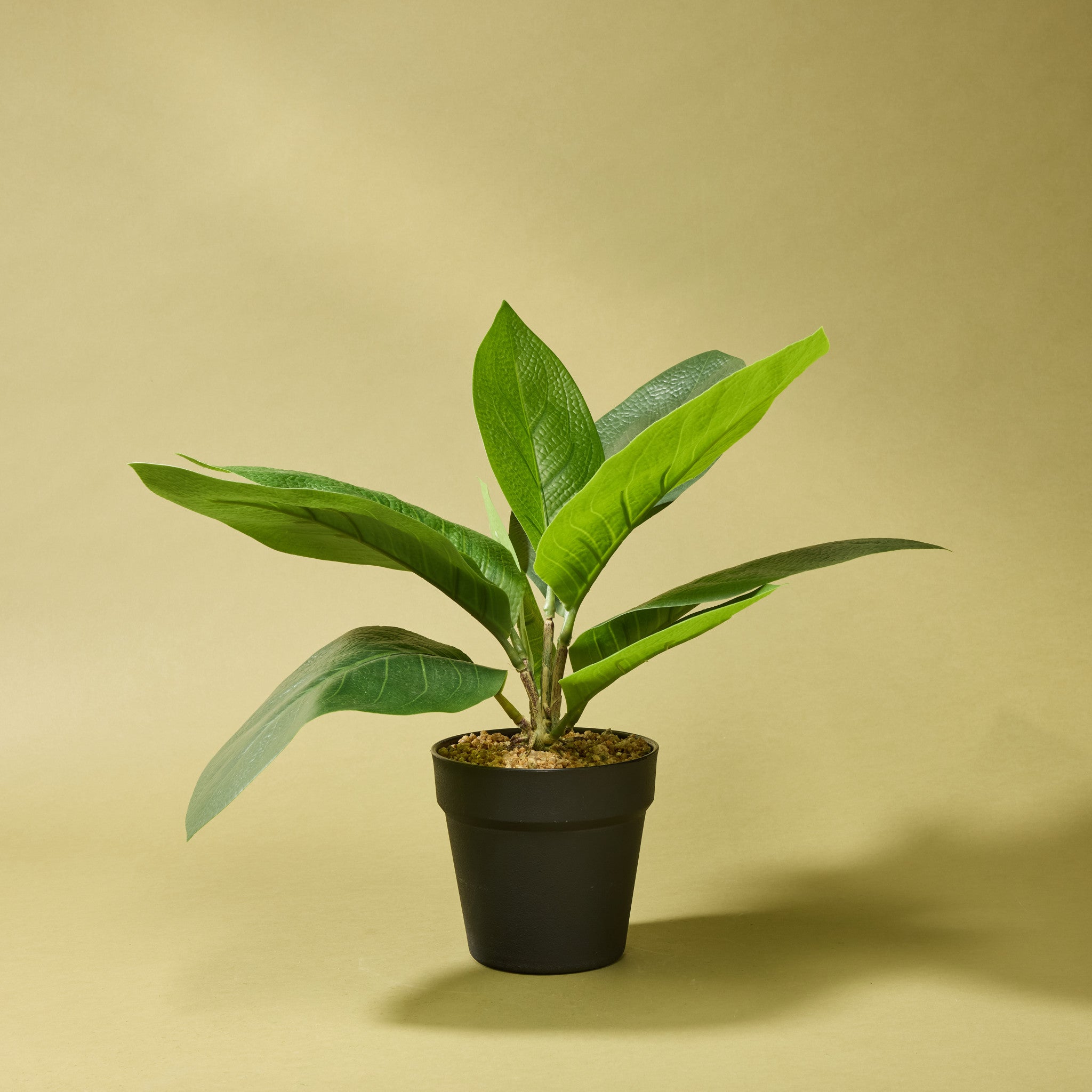 Artificial Lush Leaf Plant in Decorative Garden Pot - 45cm Tall for Home, Office, and Indoor Decor