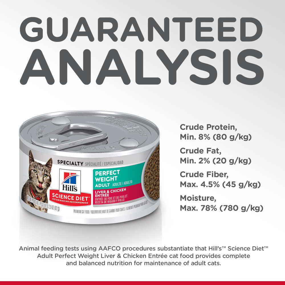 Hill's Science Diet Perfect Weight Chicken & Liver Canned Cat Food - Healthy Weight Management for Adult Cats - Ideal for Indoor Cats & Weight Control Diets