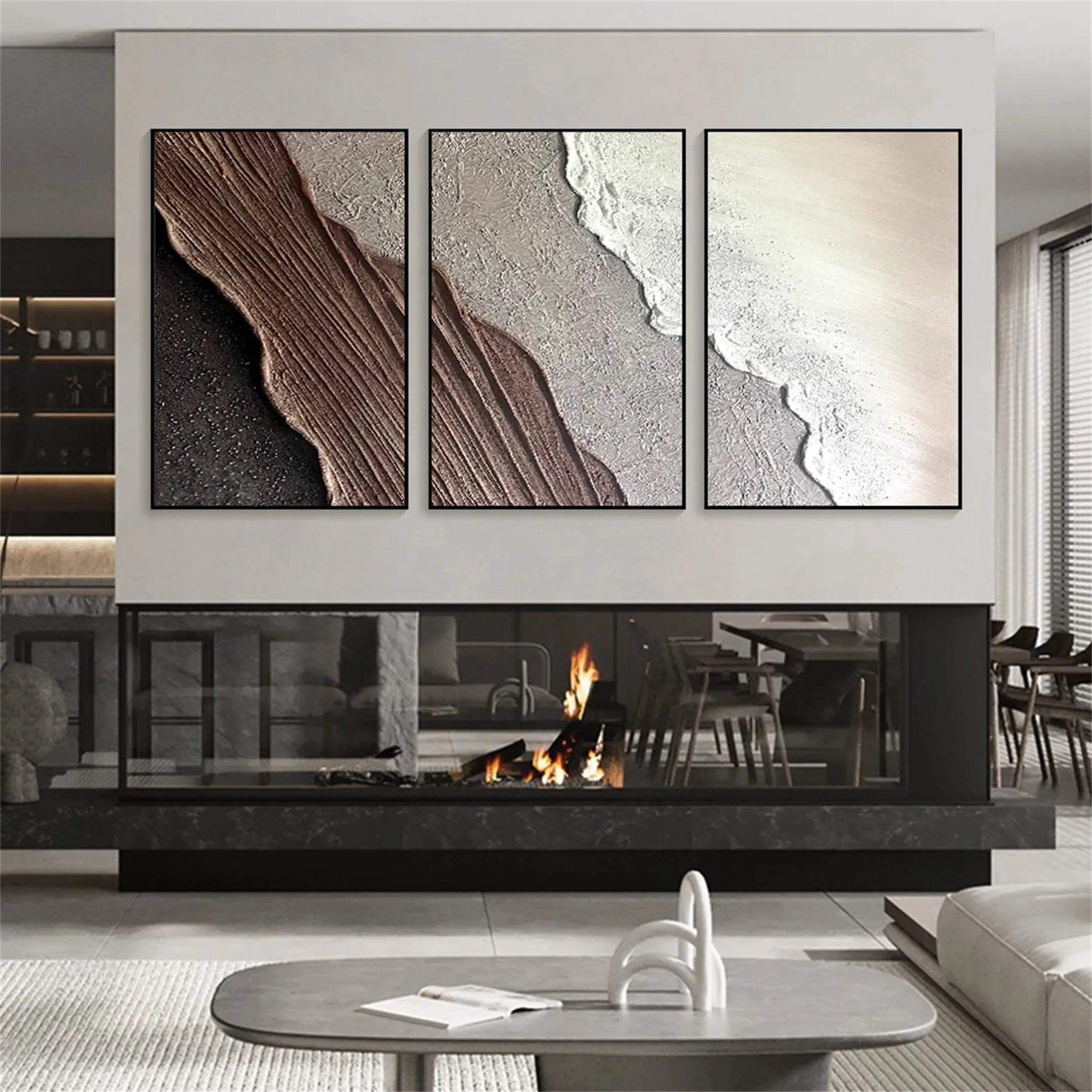 Ocean and Sky Painting Set of 3 - Coastal Wall Art for Living Room, Bedroom & Office Decor - Premium Canvas Prints - #OS143
