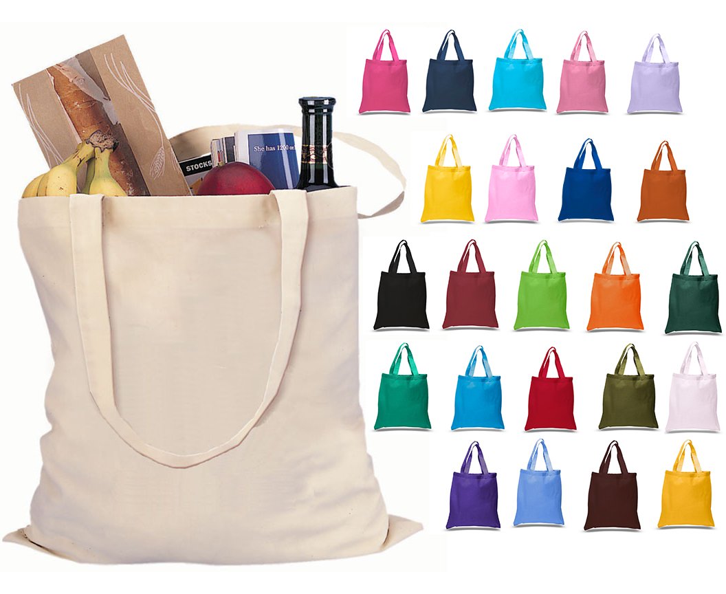 60 Pack 100% Cotton Reusable Tote Bags - Bulk Wholesale Eco-Friendly Shopping Bags for Grocery, Beach, Gym & Promotional Events