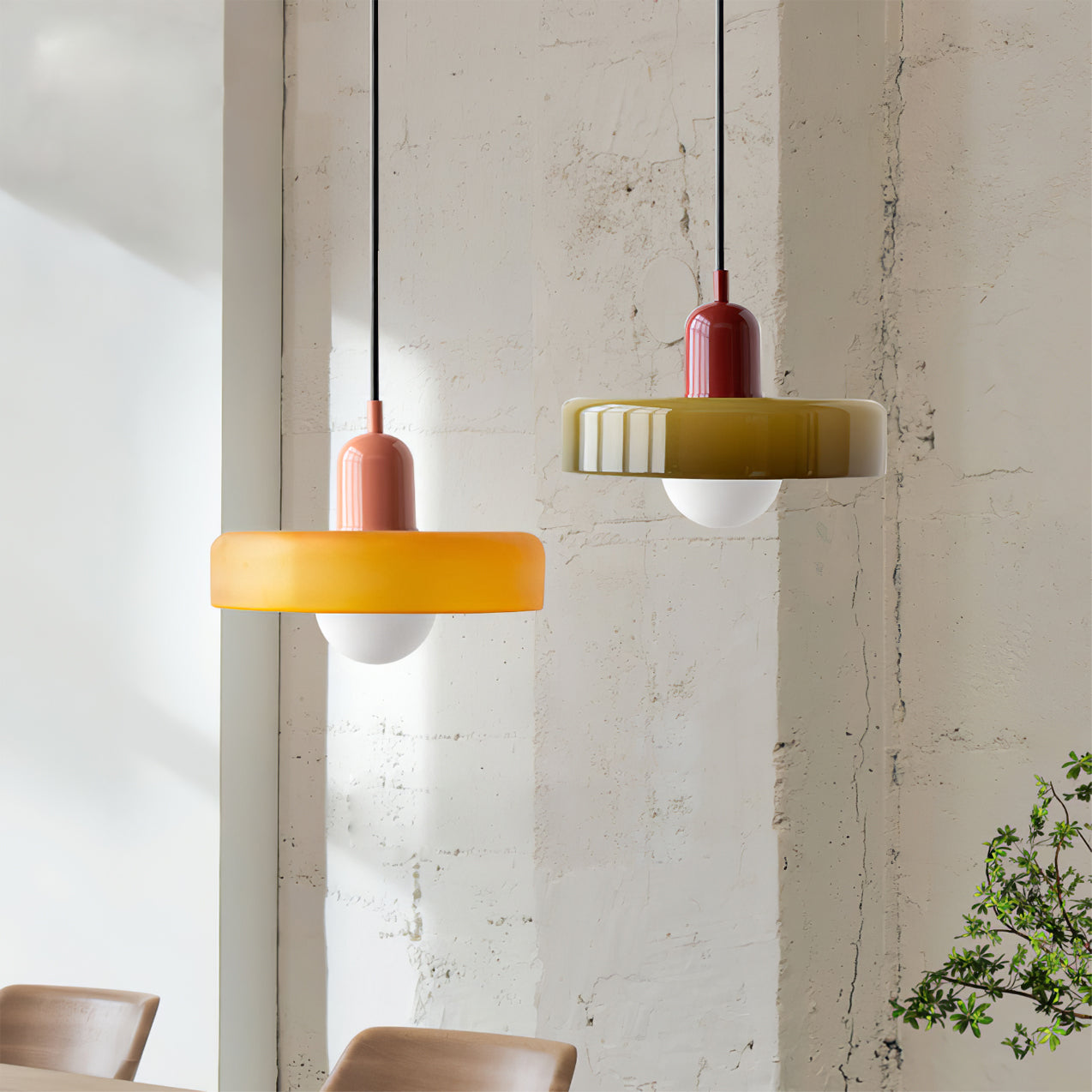 Modern Disc Orb Pendant Light Fixture - Sleek Minimalist Ceiling Lighting for Dining Room, Kitchen, Bedroom & Living Room Decor