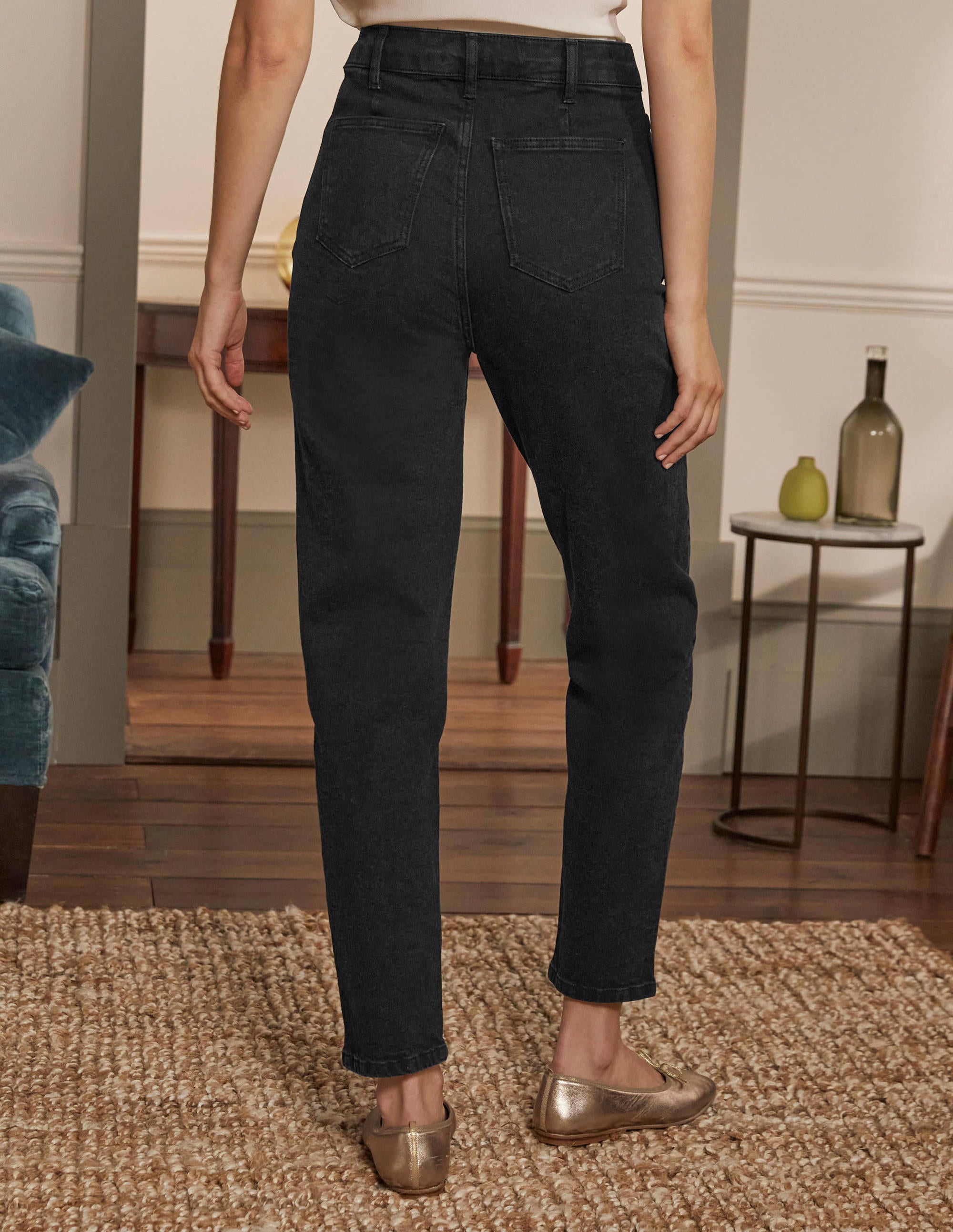 Vintage Washed Black Barrel Leg Jeans for Women - High Waist Wide Leg Denim Pants for Casual Outfits & Streetwear Fashion