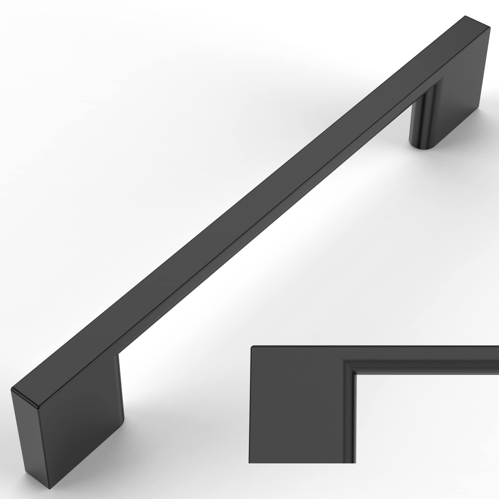 10 Pack Matte Black Cabinet Pulls 5 Inch (128mm) Hole Centers - Amerdeco Kitchen Cabinet Handles & Drawer Pulls for Cabinets, Cupboards, Dressers - Durable Cabinet Hardware for Modern & Farmhouse Kitchen Renovation