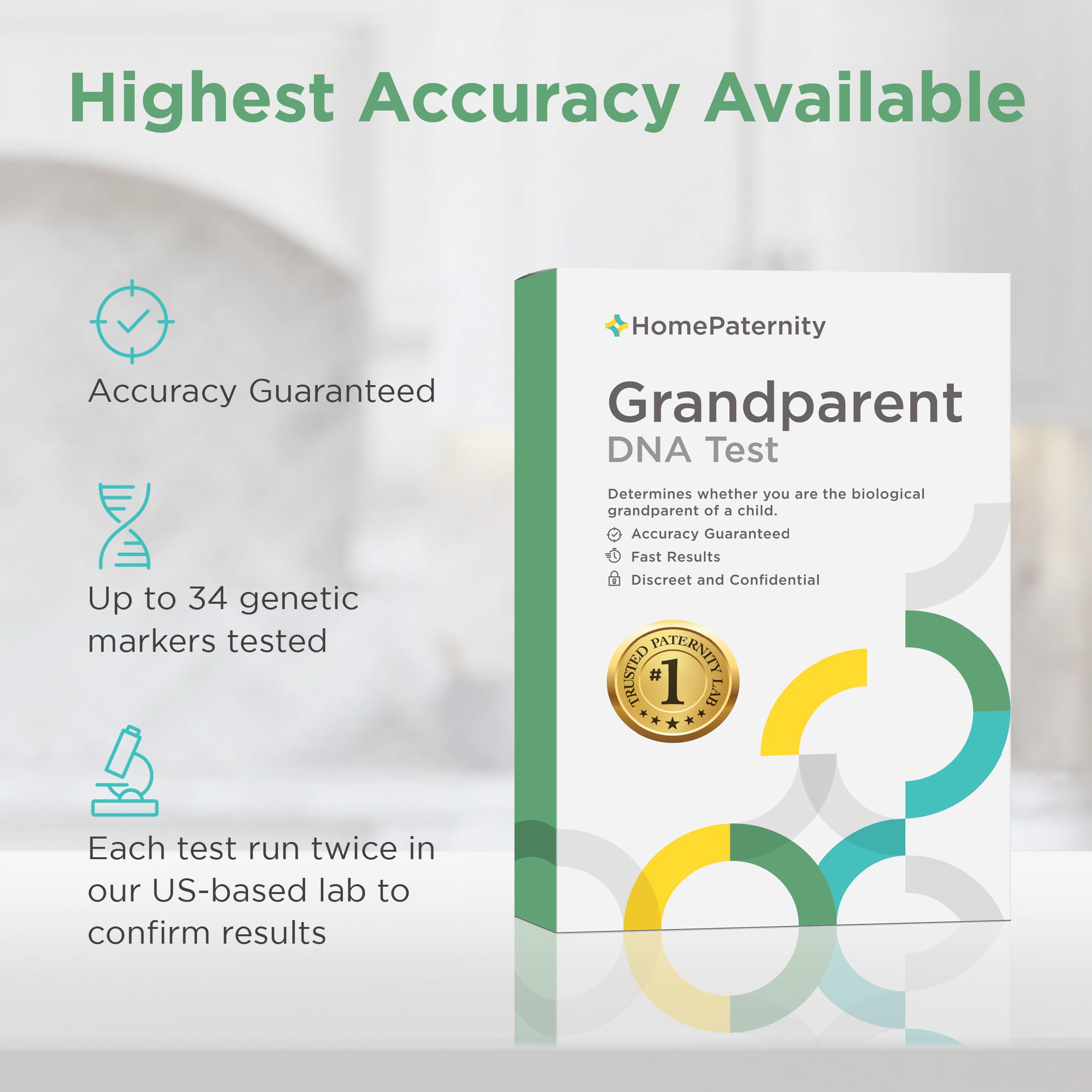 Grandparent DNA Test Kit - Fast & Accurate Results with 34 Genetic Markers - Includes Lab Fees & Free Shipping - Paternity Testing Without Father - Perfect for Family Reunions, Legal Cases & Genealogy Research
