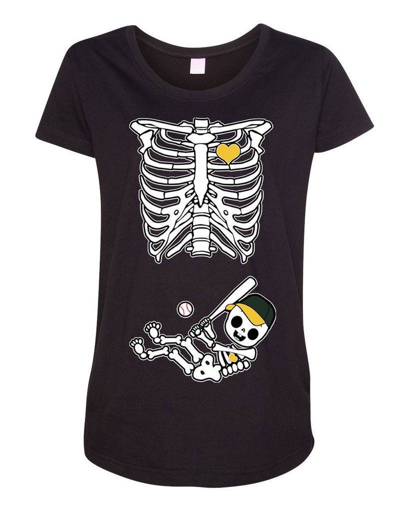 Baby Skeleton Baseball Maternity T-Shirt - Cute Halloween Pregnancy Tee for Moms-to-Be | Perfect for Halloween Parties, Maternity Photos & Casual Wear