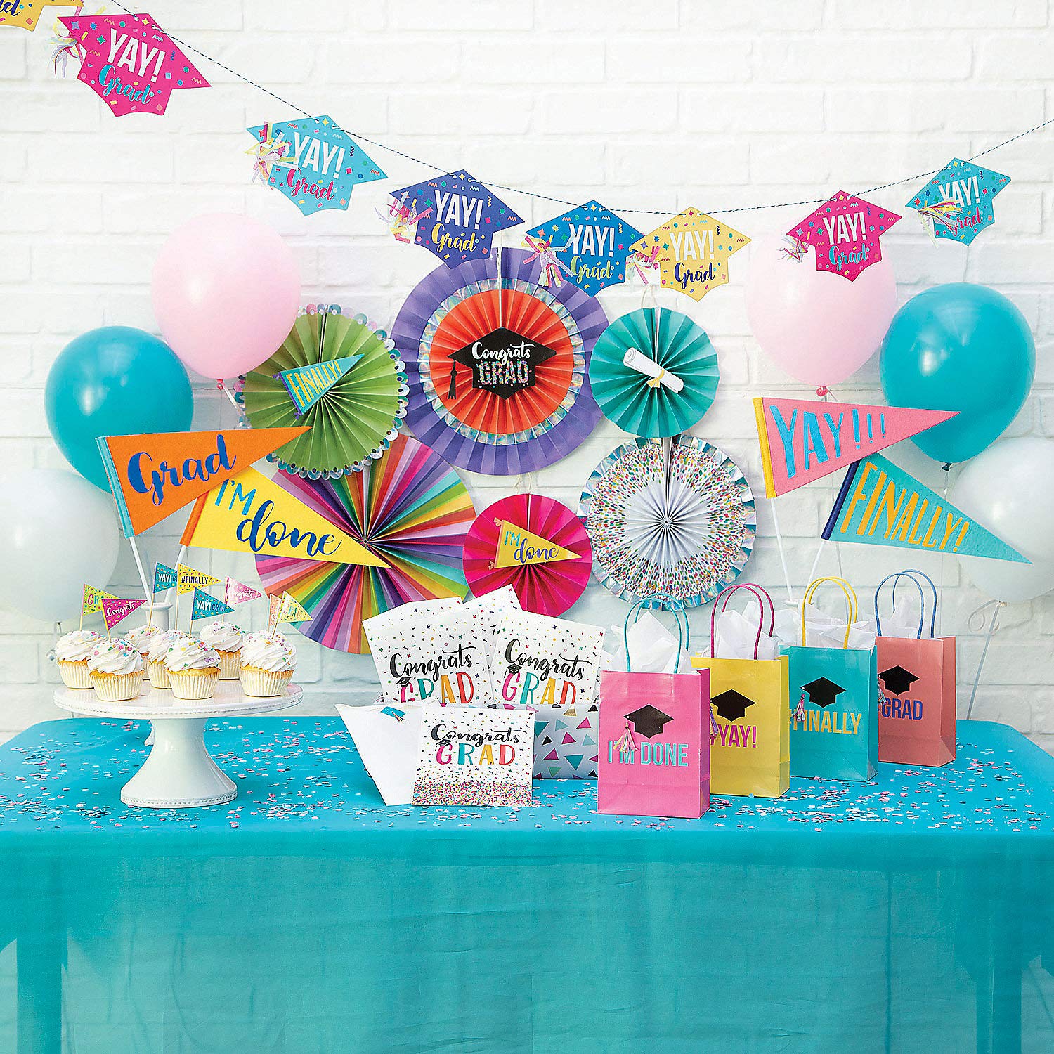 Graduation Party Paper Fans for Girls - Bulk Pack of 50 Colorful Hand Fans - Perfect for Graduation Celebrations, Bridal Showers & Birthday Parties