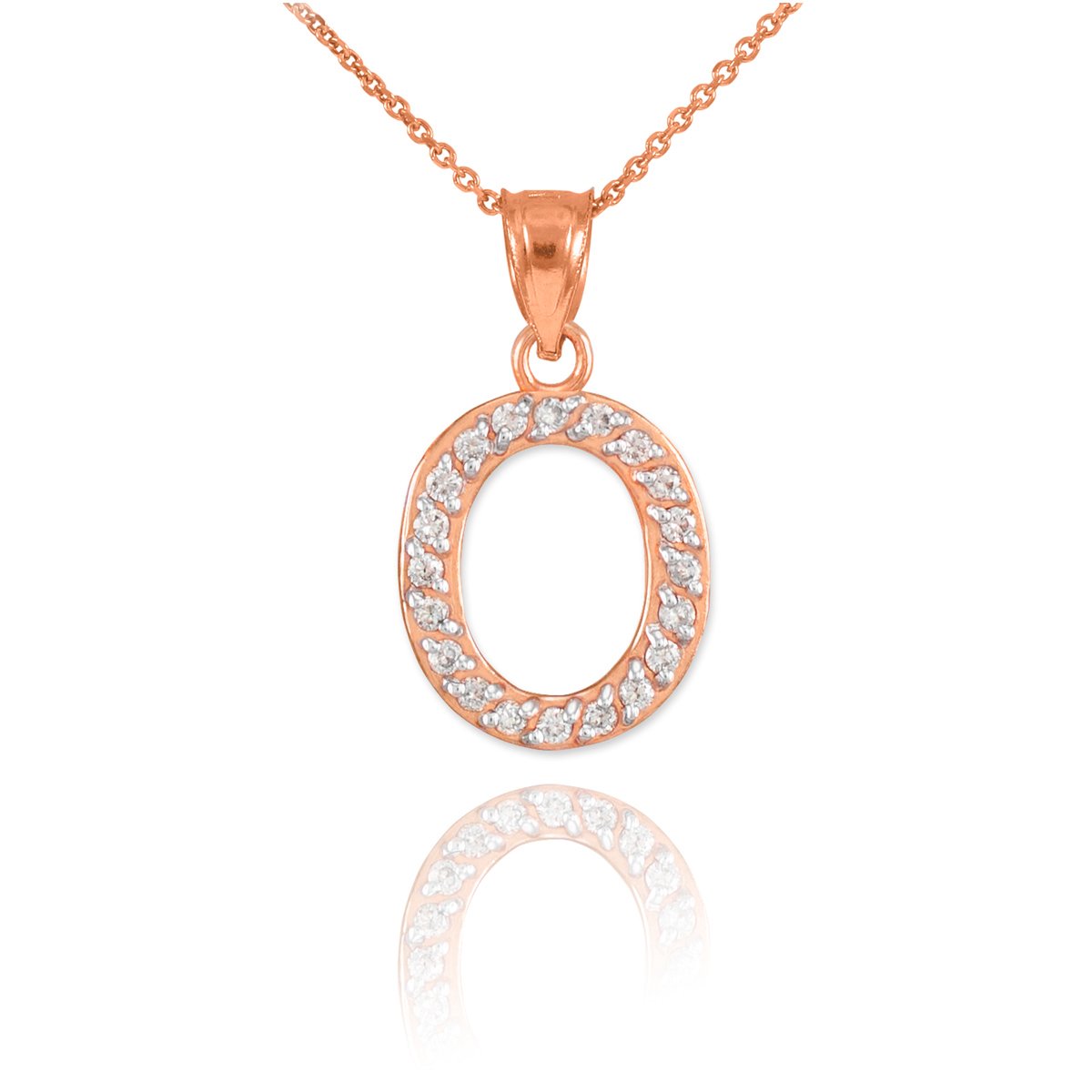 10K Rose Gold Diamond Initial Letter 