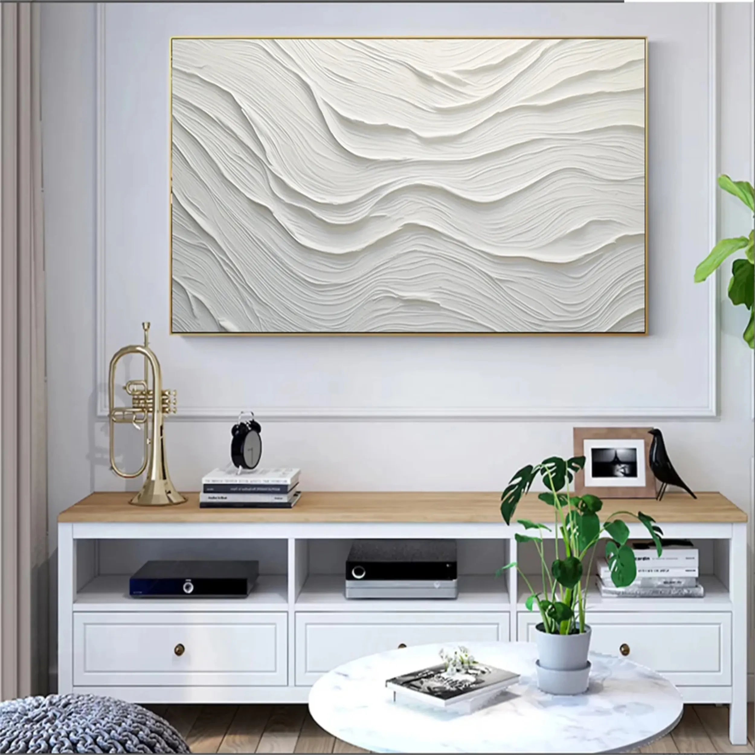 White Minimalist Textured Painting Canvas - Premium Artist Blank Canvas for Acrylic & Oil Painting - Perfect for Home Decor, Office Wall Art & DIY Projects | #MM180