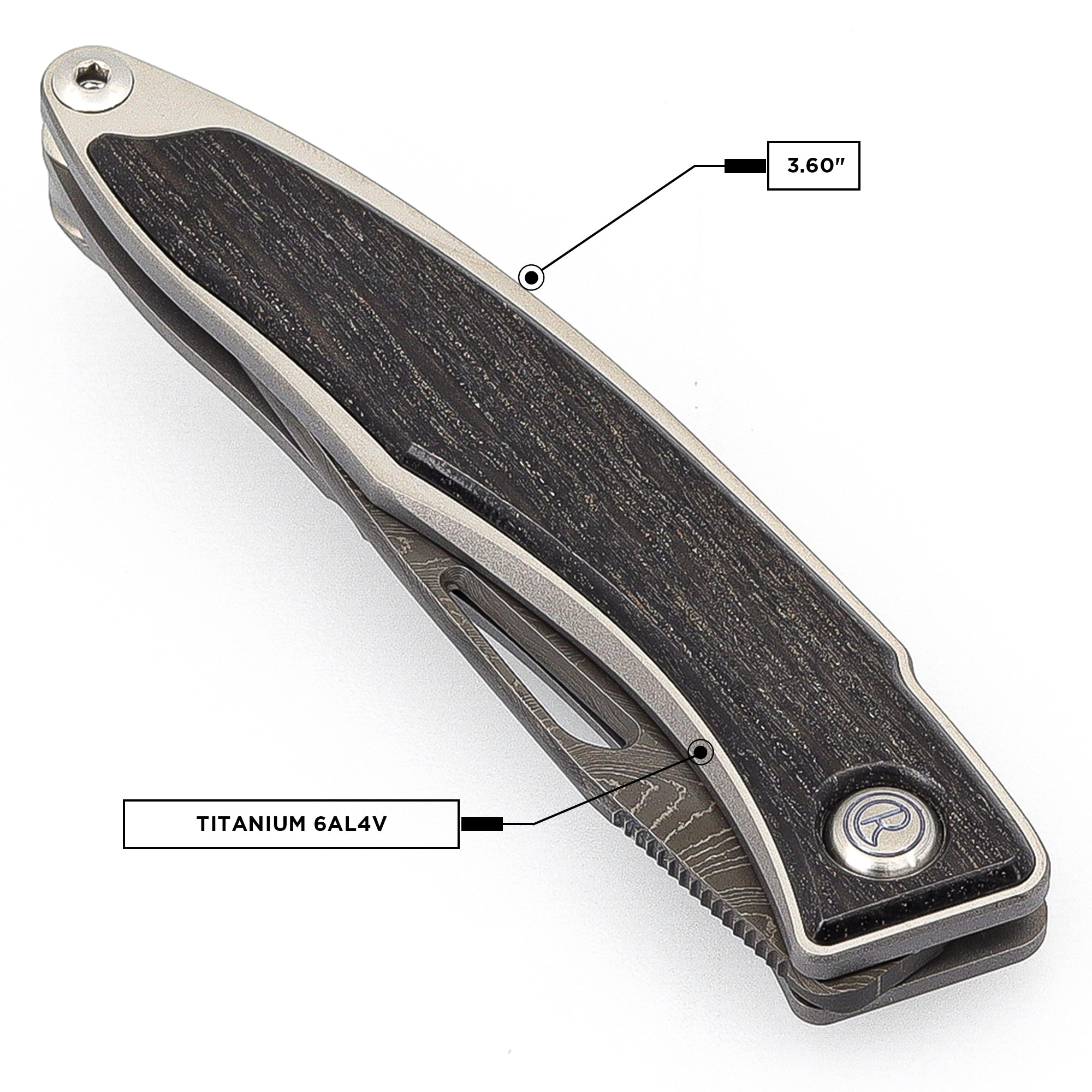 Chris Reeve Knives 2021 Mnandi Drop Point Boomerang Damascus Blade with Bog Oak Inlay - Left Handed Folding Pocket Knife for EDC, Camping & Outdoor Activities