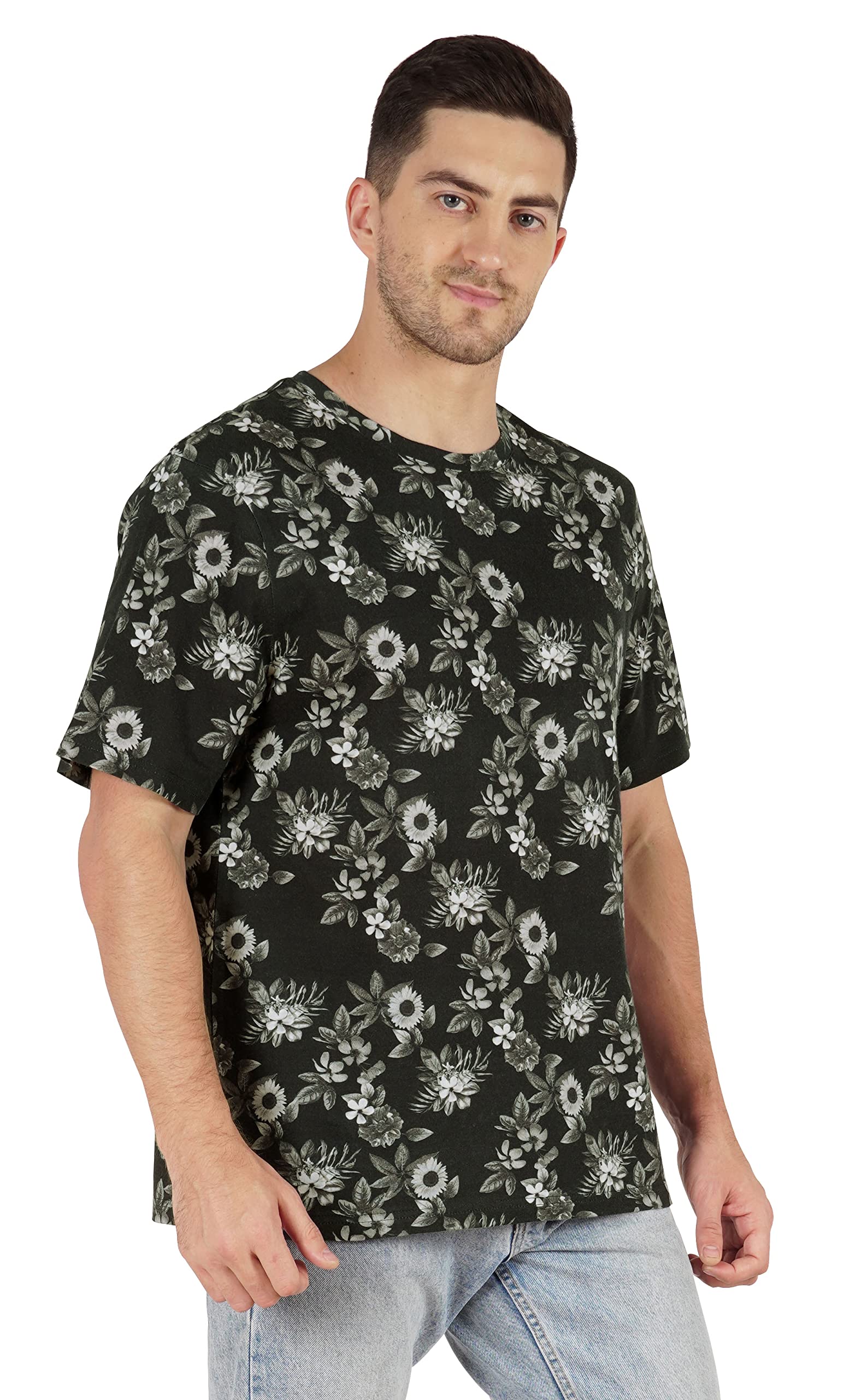 Inkmeso Men's Half Sleeve Loose Fit Printed Casual T-Shirt | Beach Holiday Wear | Summer Outing, Street Style & Vacation Essential