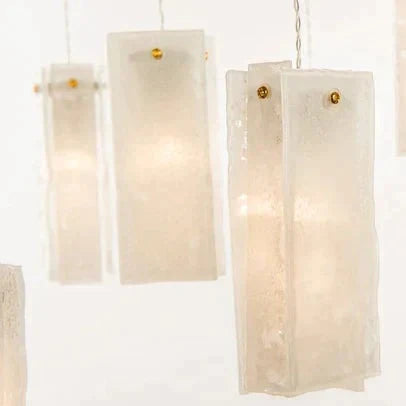 1/25/60/84 Light Colorful Rectangle Cluster Glass Tile Pendant Chandelier - Modern Art Design for Dining Room, Living Room & Bedroom Lighting