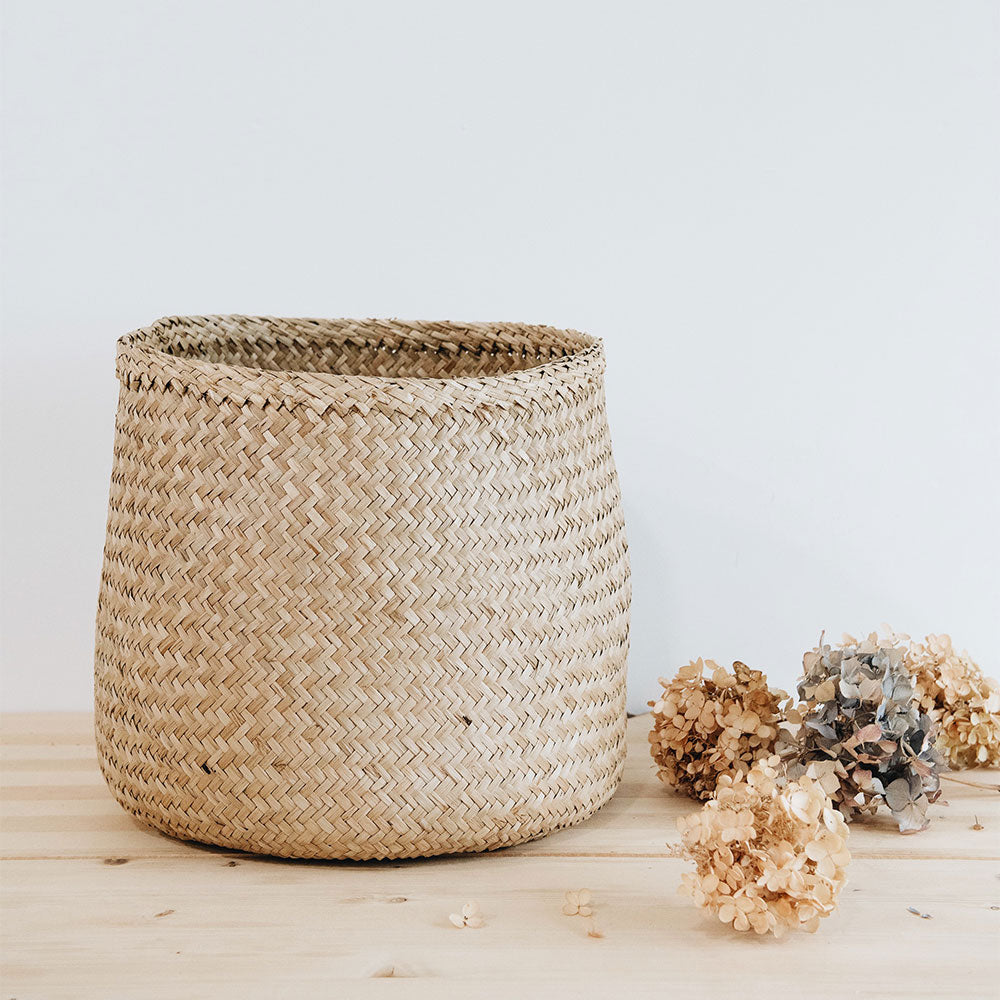 Handwoven Natural Fiber Floor Basket - Stylish Storage for Blankets, Toys & Home Decor - Perfect for Living Room, Bedroom & Nursery Organization