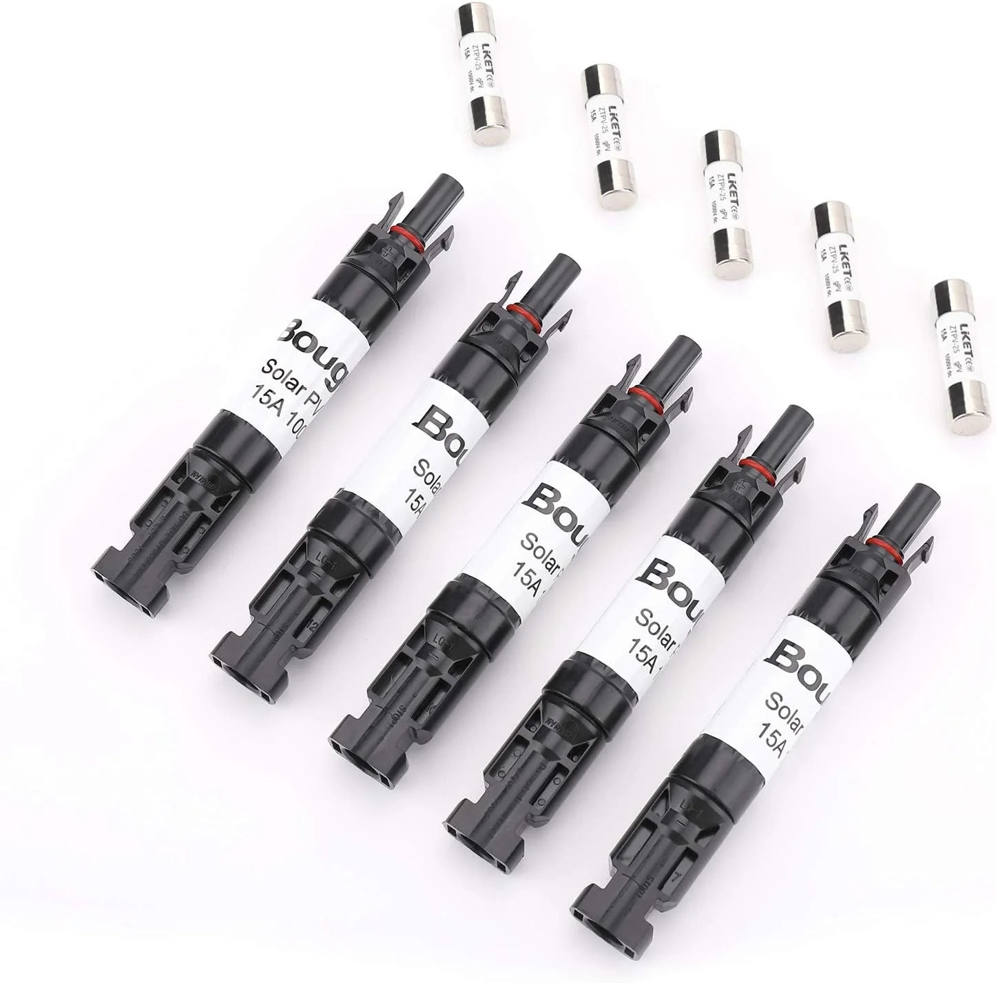 BougeRV 15A Solar Fuse Holder - Waterproof & Durable Fuse Block for Solar Panels, RV, Marine & Off-Grid Power Systems - Perfect for Solar Energy Protection & Electrical Safety