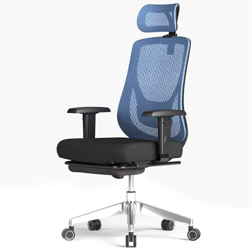 Ergonomic Office Desk Chair with Footrest - Adjustable Swivel Computer Chair for Home & Gaming, Executive Work Chair - Comfortable Blue Desk Chair for Office, Study & Workspace