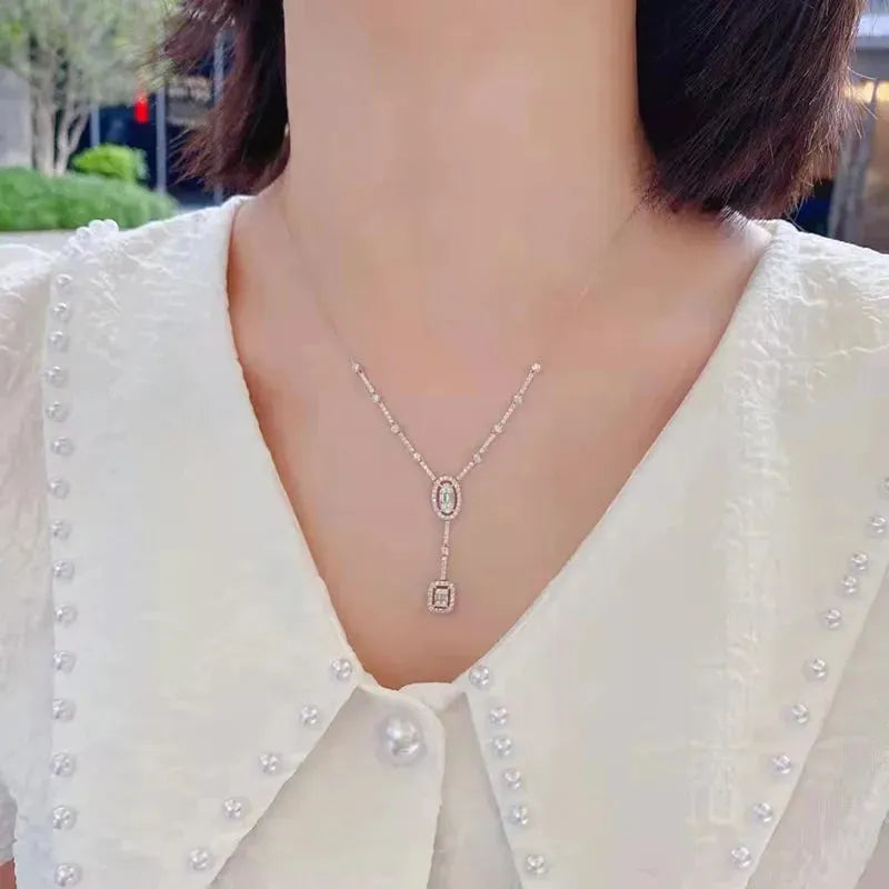18K White Gold Natural Diamond Pendant Necklace for Women - Elegant Fine Jewelry for Engagement, Wedding & Party | Perfect Gift for Her