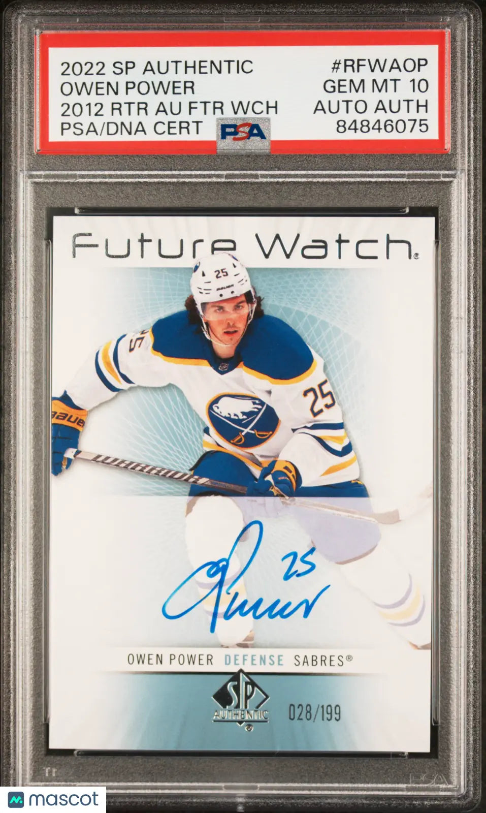 2022 Upper Deck SP Authentic Owen Power '12 Retro Future Watch Auto PSA 10 /199 Hockey Rookie Card - Perfect for Collectors, Investors & Hockey Fans - Display in Home Office, Man Cave or Sports Memorabilia Collection