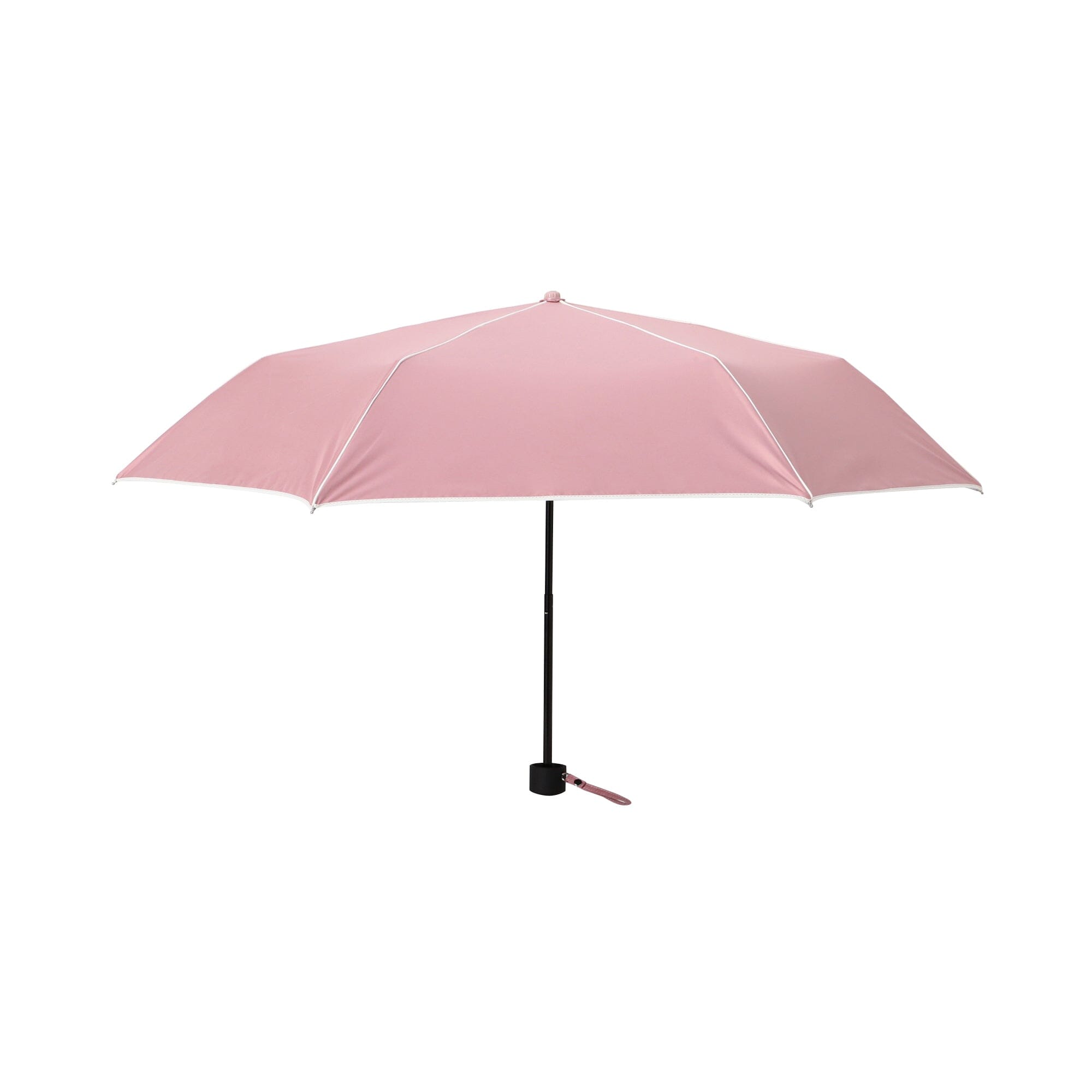 Blackout Piping Folding Umbrella - 47cm Compact Travel Umbrella in Pink - Perfect for Rainy Days, Commuting, and Outdoor Activities
