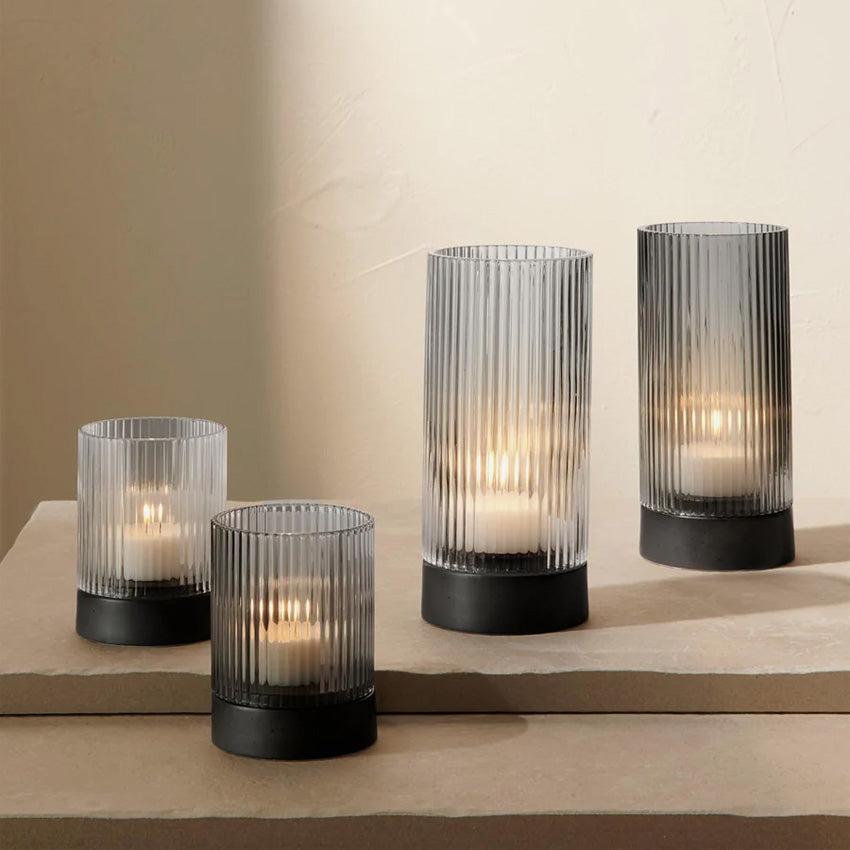 Asa Germany Juna Glass Lantern with Porcelain Base - Elegant Home Decor for Living Room, Bedroom, or Outdoor Patio Lighting