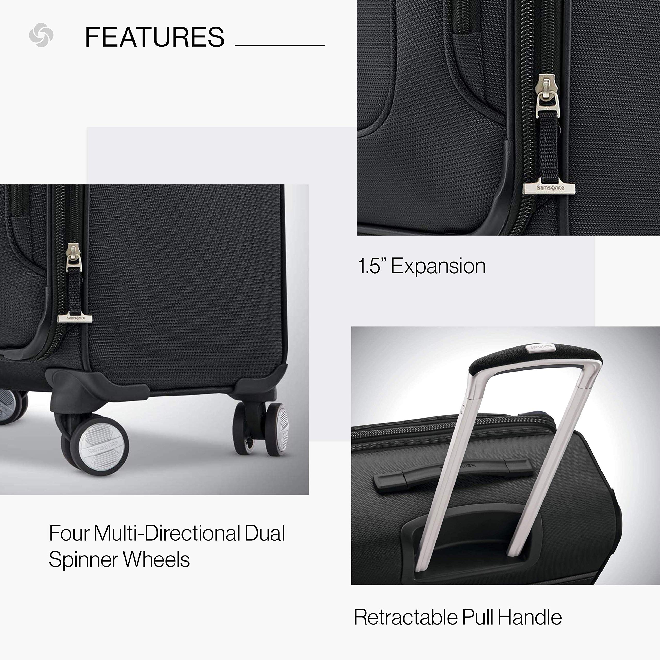 Samsonite Solyte DLX Softside Expandable Carry-On Luggage with 360° Spinner Wheels, 20-Inch Lightweight Suitcase for Travel - Midnight Black | Perfect for Business Trips & Weekend Getaways
