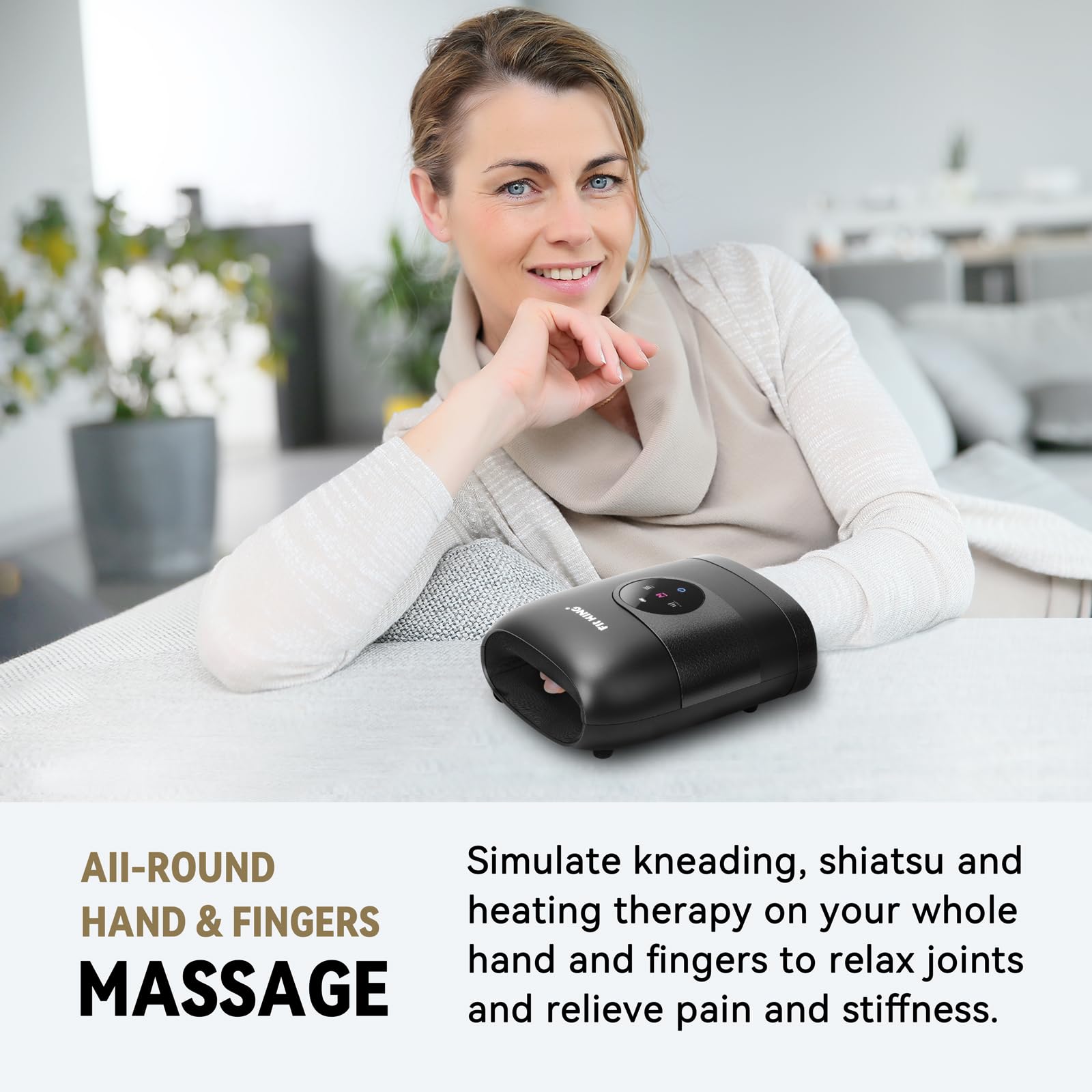 FIT KING Cordless Hand Massager with Heat - Portable Touch Screen Massage Device for Arthritis, Carpal Tunnel & Finger Numbness Relief - Perfect Gift for Women, Men & Parents (FSA/HSA Eligible) - Ideal for Office, Home & Travel Use