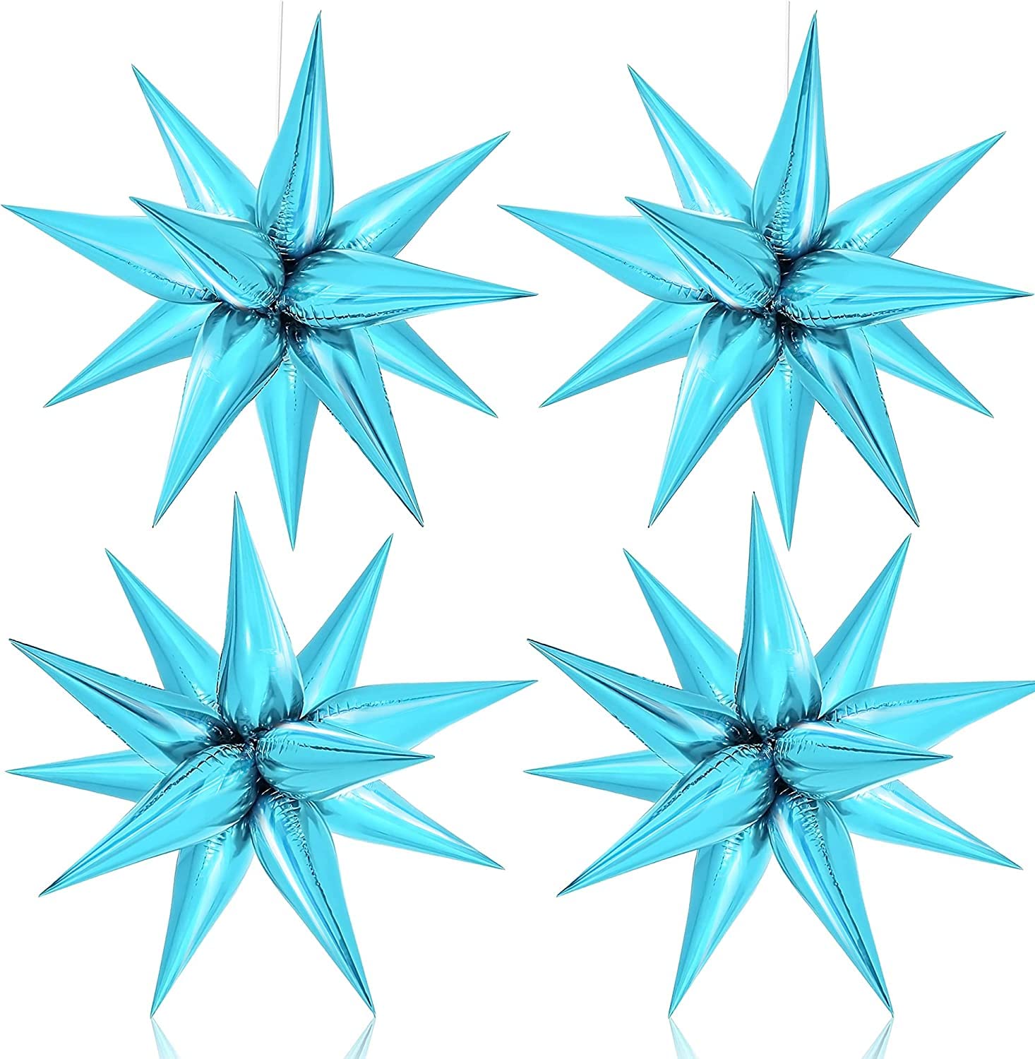 50pcs Light Blue 26'' Huge Explosion Star Foil Balloons - Pearled Starburst Mylar Balloons for Birthday Party, Wedding, Baby Shower Decorations - Perfect for Ceiling Decor, Photo Backdrops & Event Centerpieces