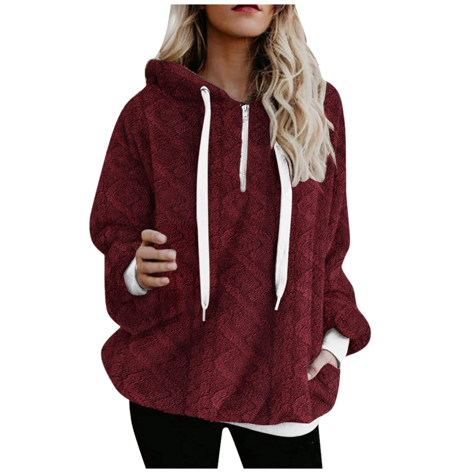 Women's Printed Hoodie Cardigan with Pockets & Drawstring - Long Sleeve Zipper Sweater for Casual Wear, Evening Outfits & Layering Fashion