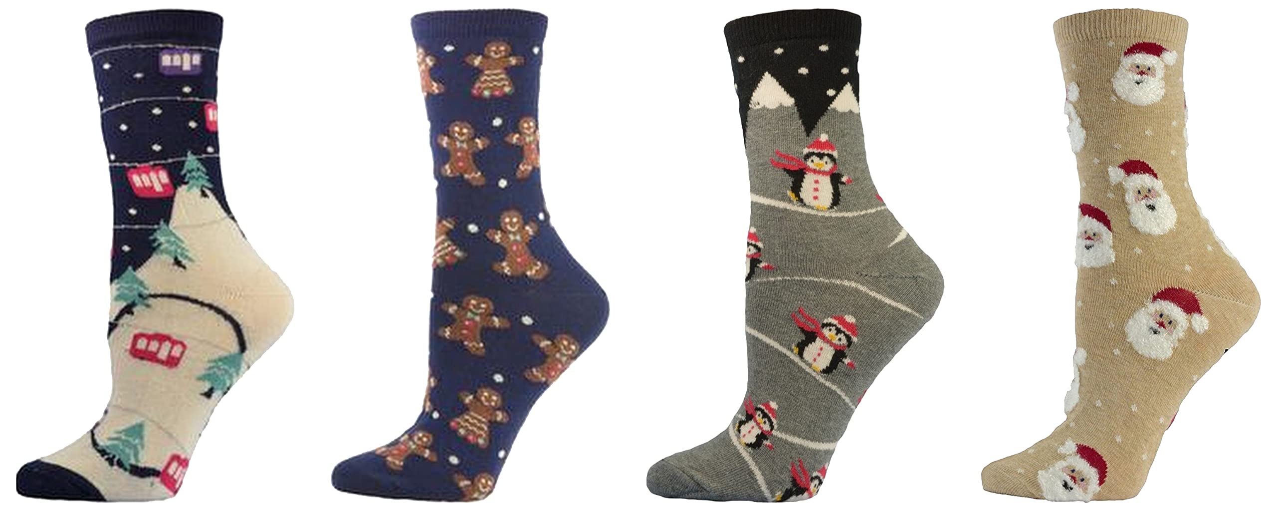 Festive Holiday Crew Socks - Christmas Themed Cotton Novelty Socks for Men & Women - Perfect Stocking Stuffer Gift for Xmas Party & Winter Celebrations