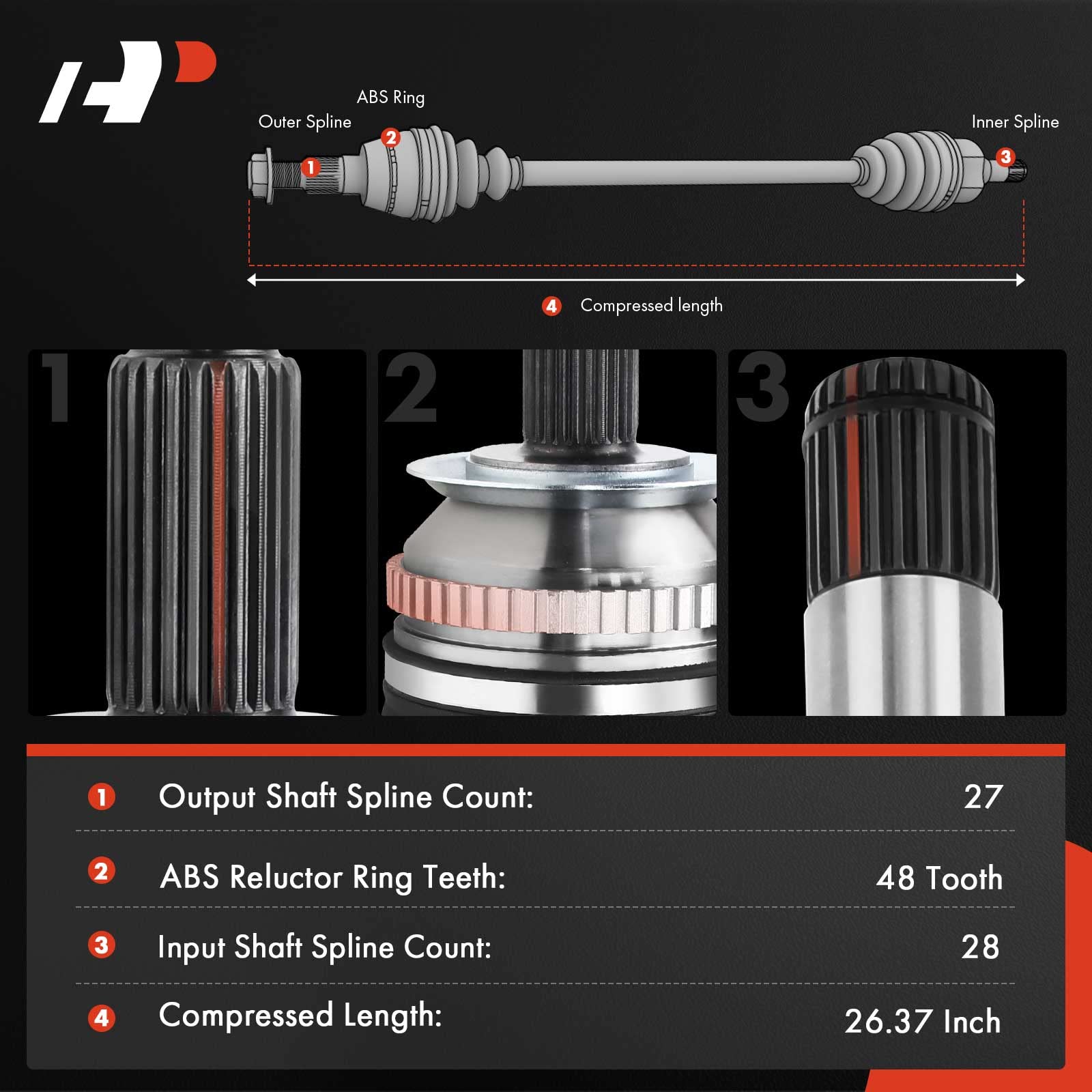 Premium CV Axle Shaft Assembly for Hyundai Sonata 2011-2014 - Automatic Transmission - Front Left Driver Side - Durable Replacement Part for Smooth Ride & Performance - Perfect for Daily Commuting & Highway Driving